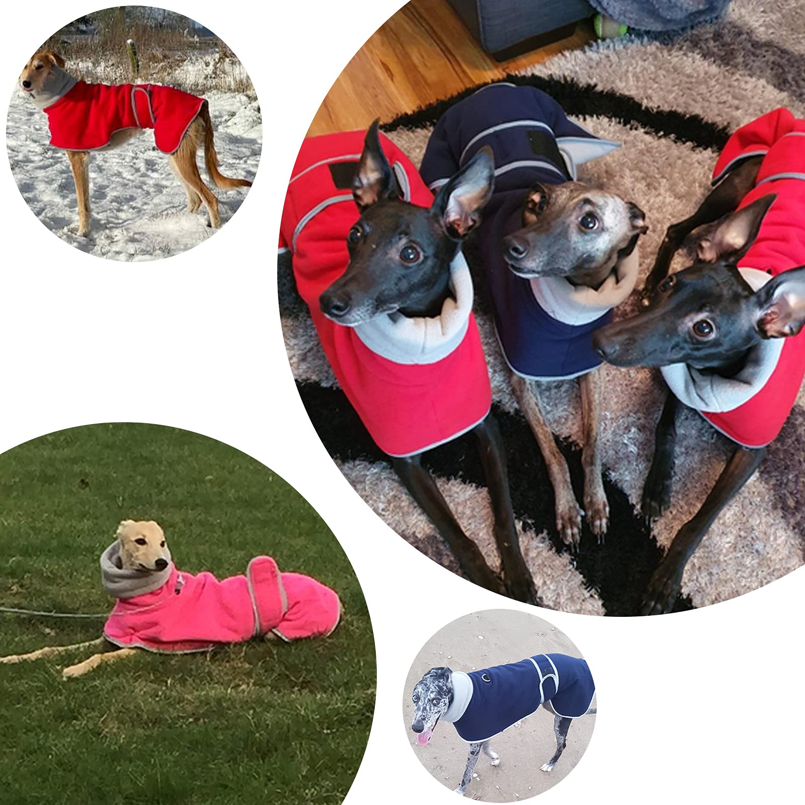Greyhound Cosy Fleece Jumper, Dog Winter Coat With Warm Fleece Lining, Outdoor Dog Apparel With Adjustable Bands For Medium, Large Dog -Gray-Xxxl