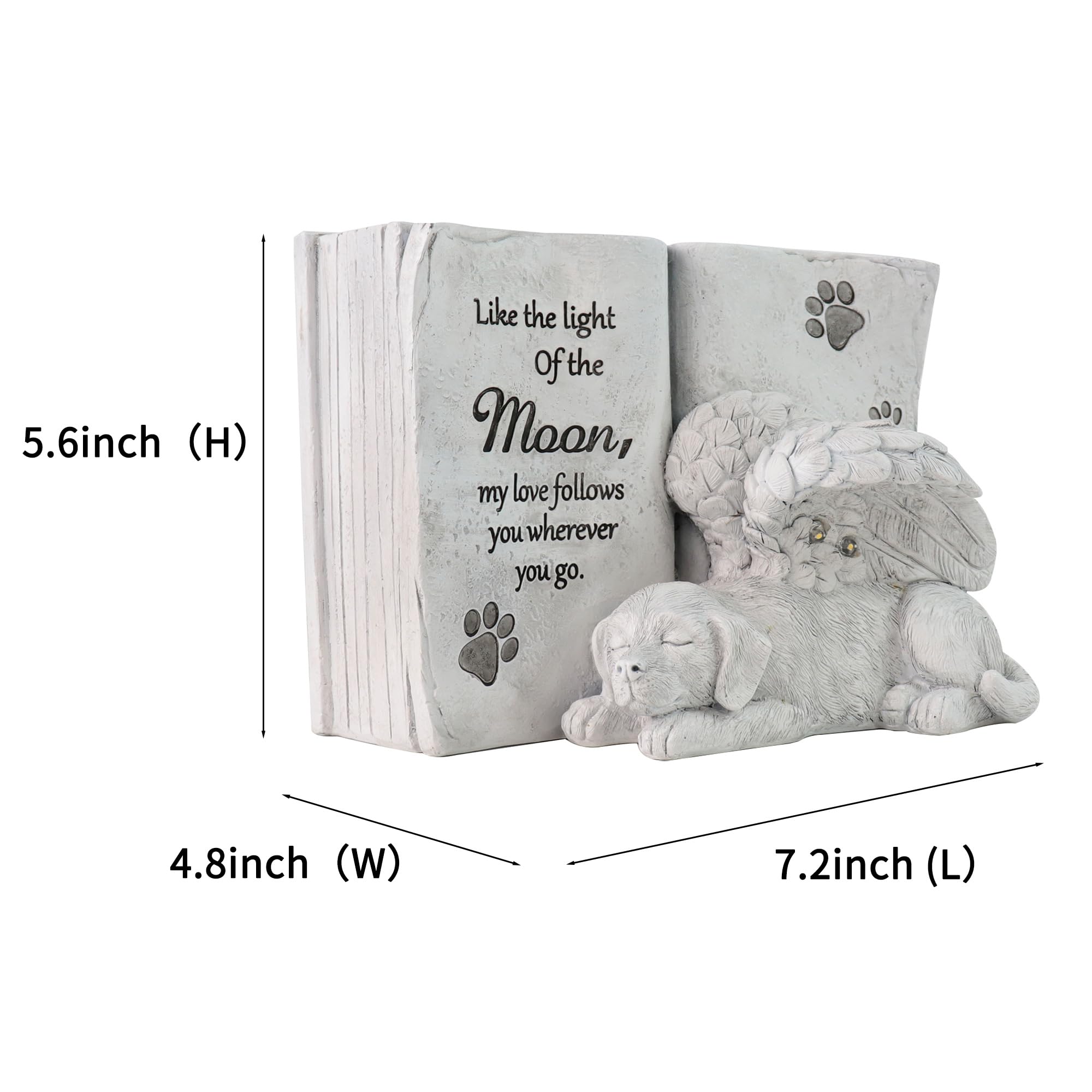 Solar Dog Angel Statue, Pet Dog Memorial Stone, Dog Memorial Gifts Or Garden Memorial Stone-Like The Light Of The Moon...