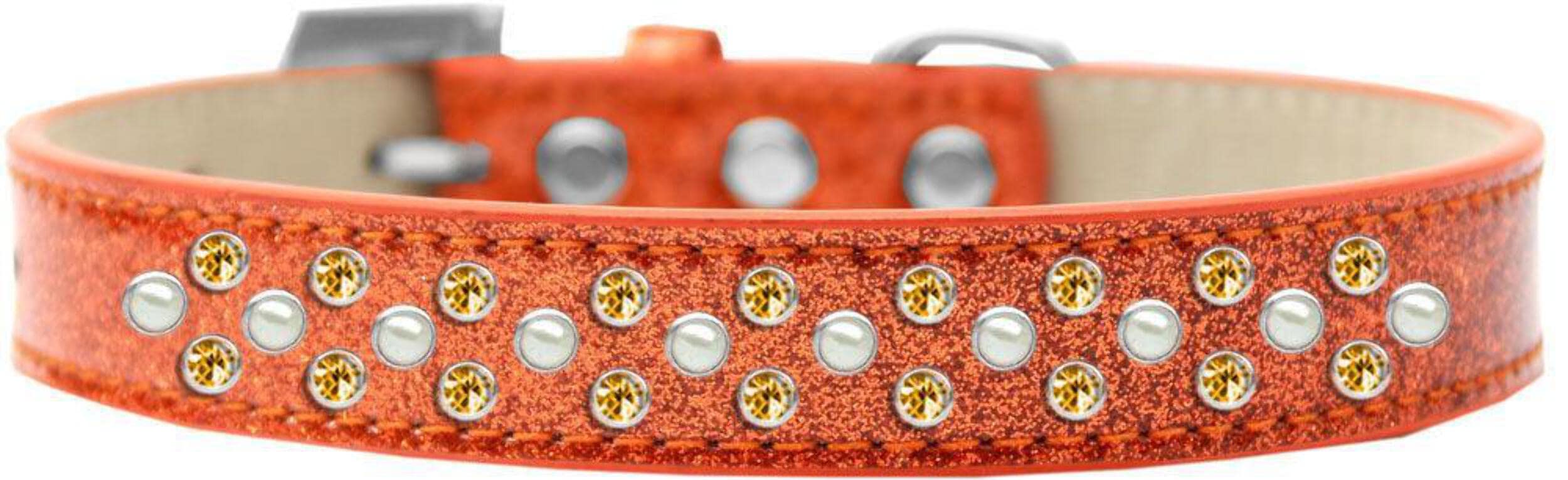 Mirage Pet Products Sprinkles Ice Cream Dog Collar with Pearl and Yellow Crystals, Size 14, Blue
