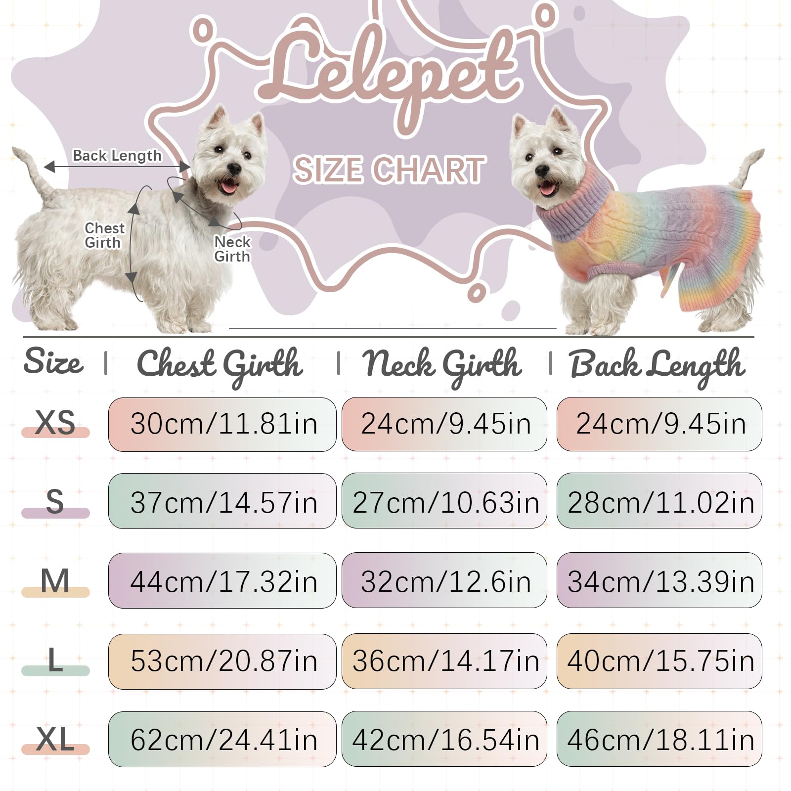Lelepet Dog Sweater Turtleneck Knitwear Sweatshirt Cable Knit Warm Dress for Small Dogs Puppy Fall Pet Yorkie Chihuahua XS Chris