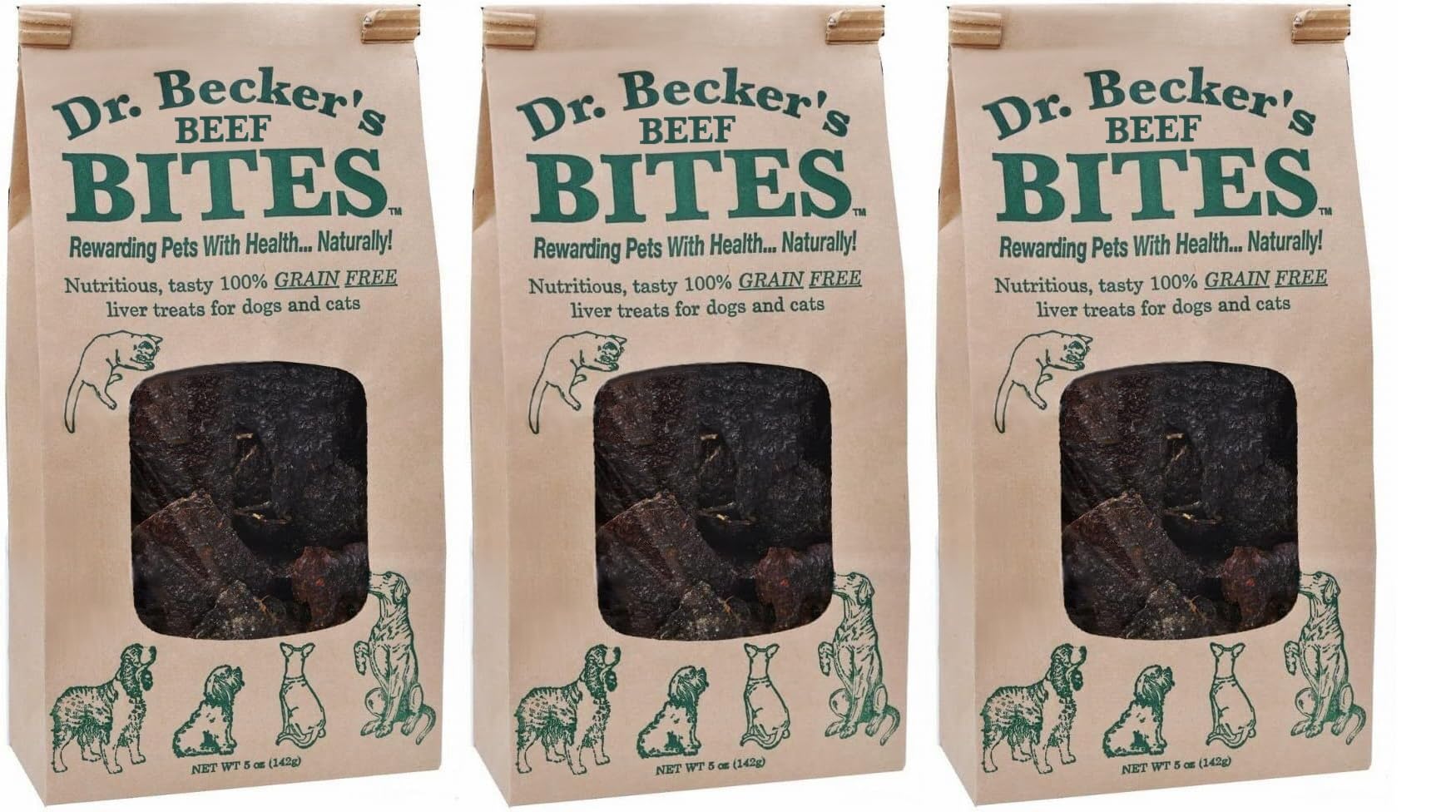 Dr. Beckers Bites Grain Free Treats For Dogs & Cats, 3 Packs