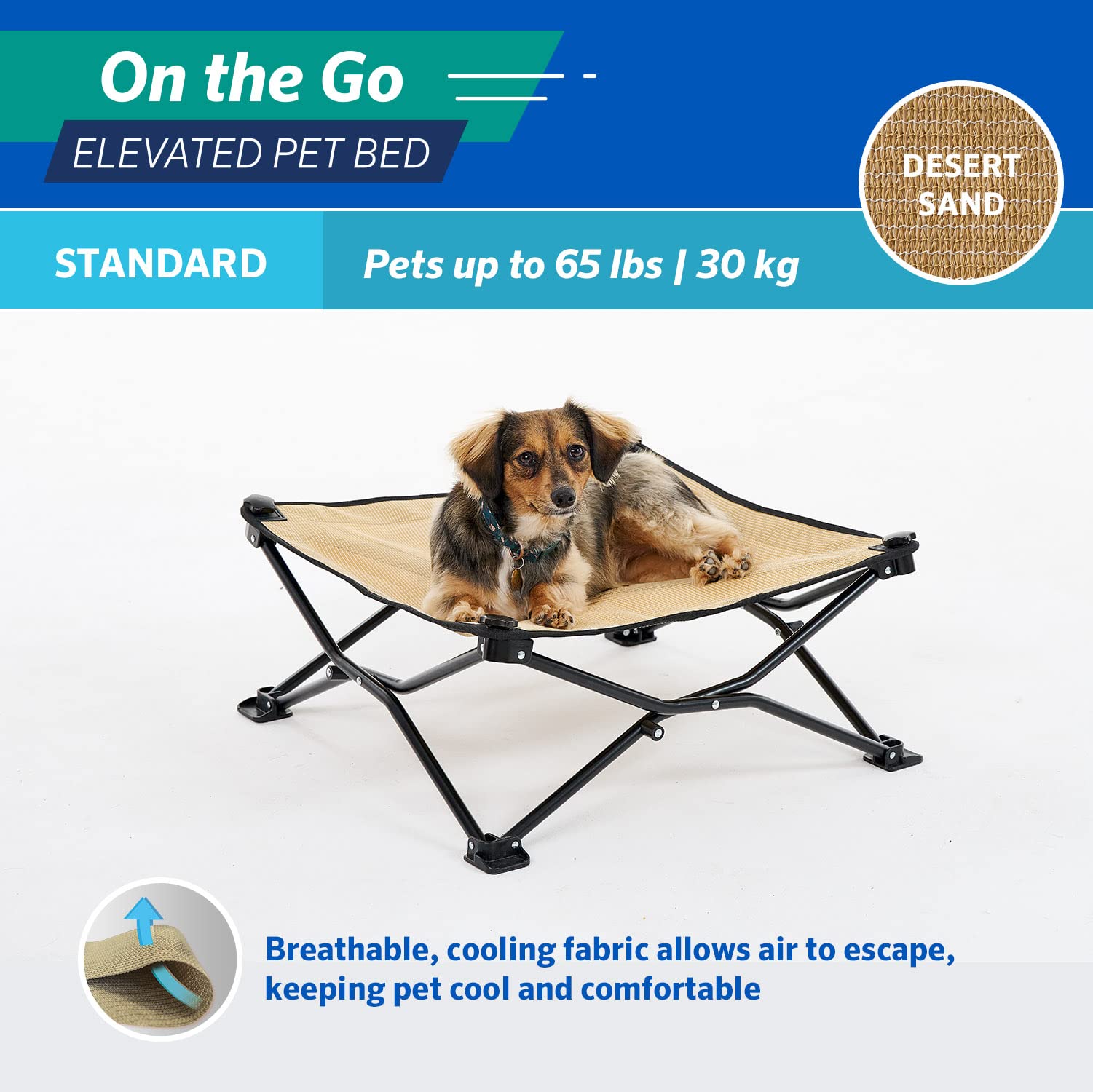 On The Go Pet Bed - Desert Sand - Standard (24'' X 24'')