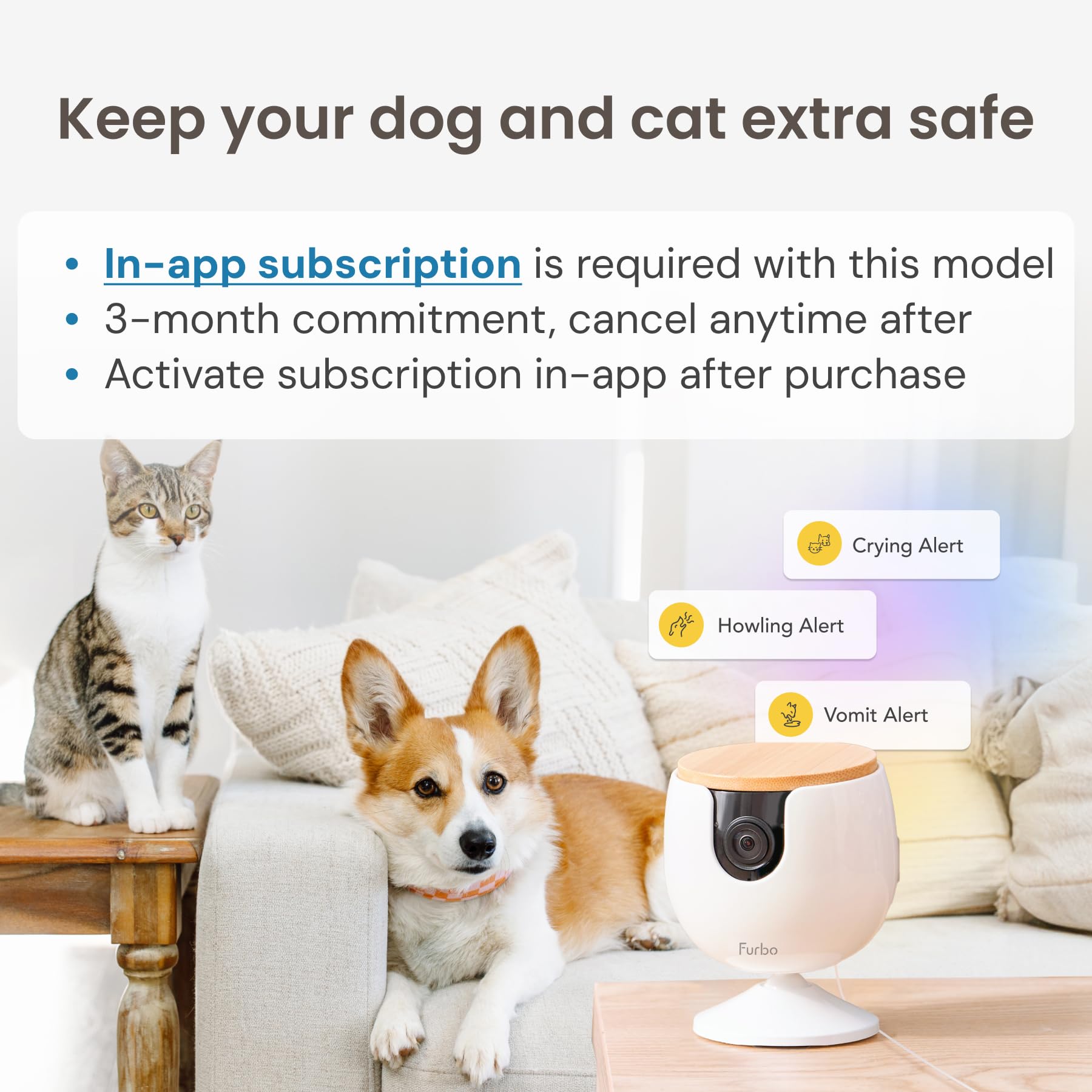 Furbo Mini New Pet Camera + Nanny Bundle: Home Security & Cat, Dog Safety Alerts, Pet Camera With Speaker, Smart Home Indoor Cam W Phone App & Night Vision (Additional Subscription Required At Setup)