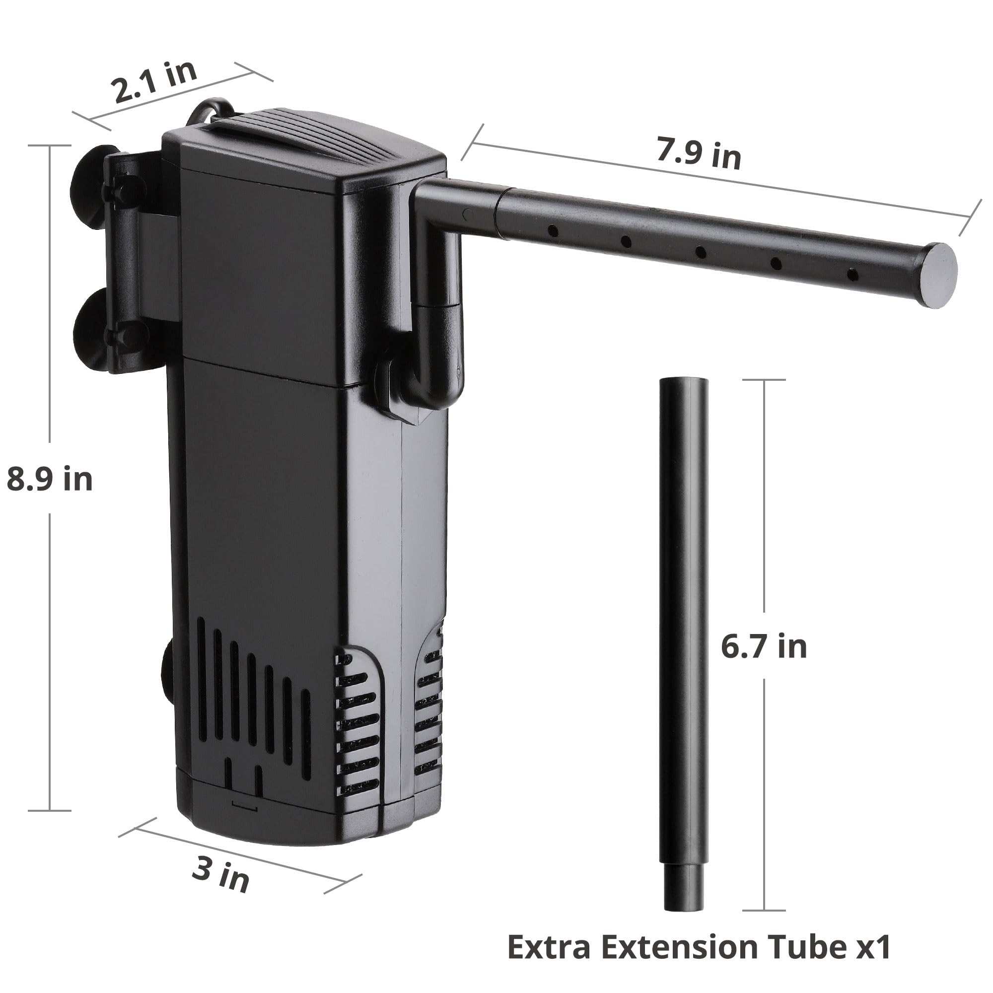 Nicrew Aquarium Internal Filter, Submersible Power Filter For Fish Tanks 40-66 Gallon, 264 Gph