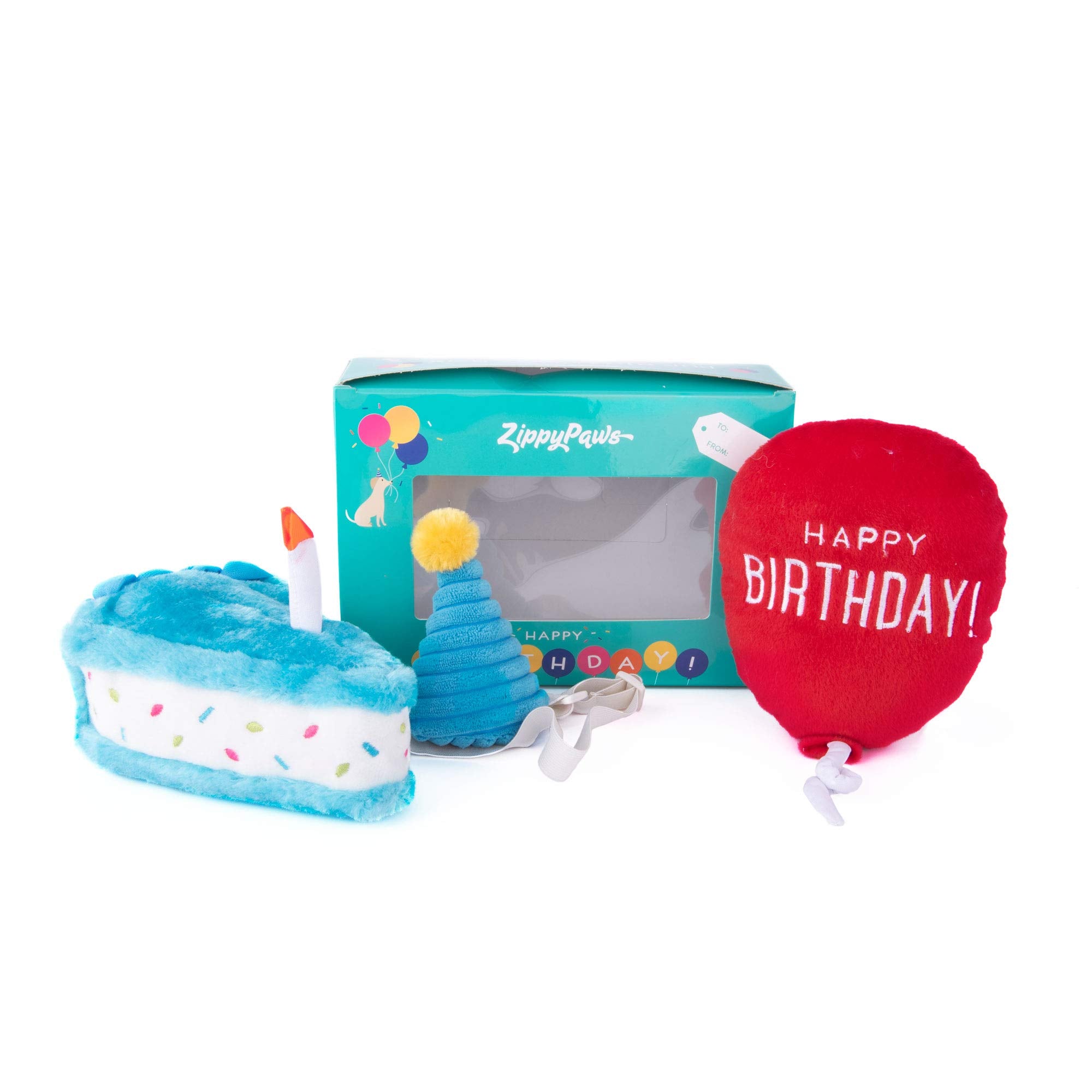Zippypaws Birthday Box - Birthday Gift For Dogs, Squeaky Toy Set, Colorful Squeaky Dog And Puppy Toys, And Precious Doggy Plushies - 3 Toys