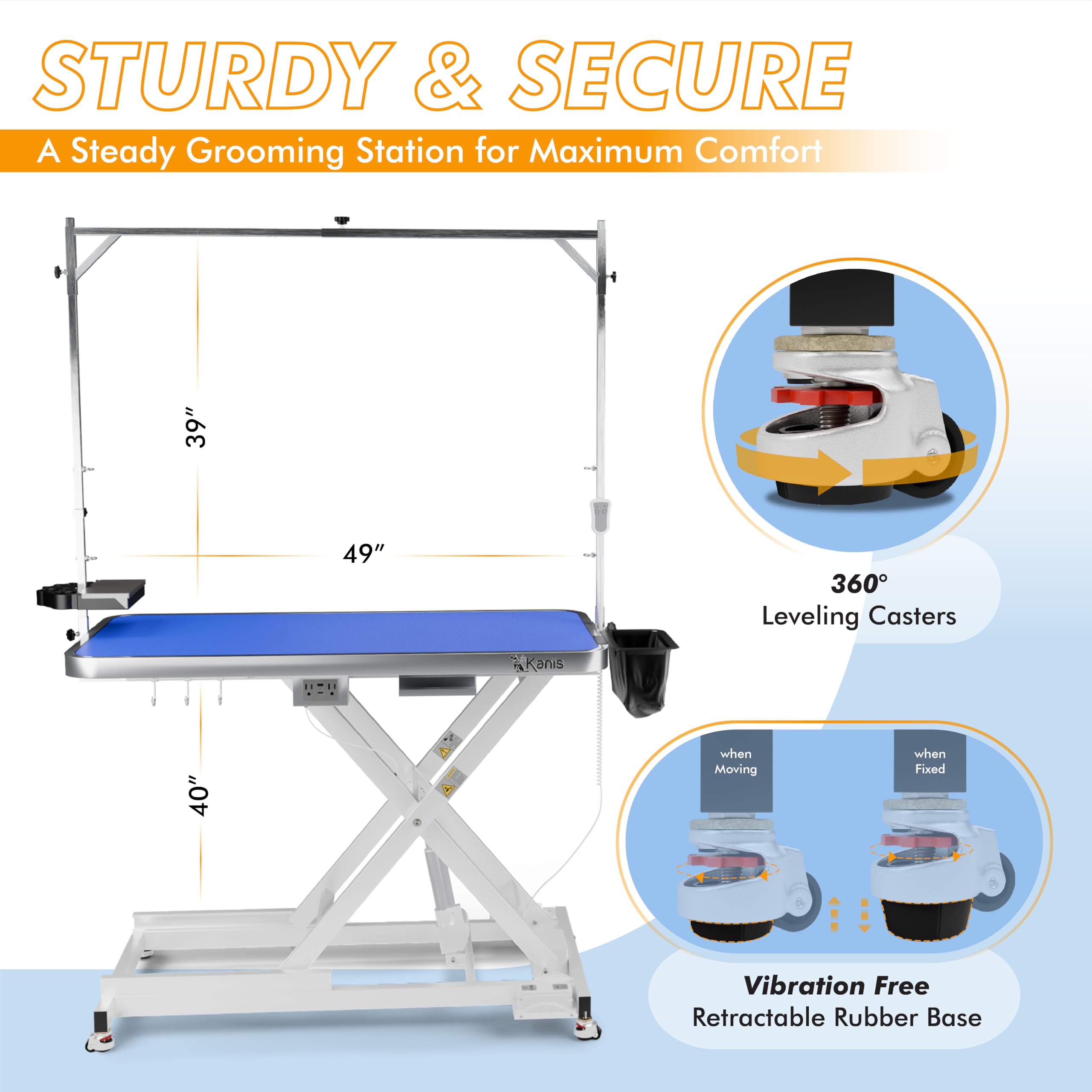 Professional Electric Dog Grooming Table - Heavy Duty, Height Adjustable Pet Grooming Table W/Leveling Wheels, Dog Grooming Arm,