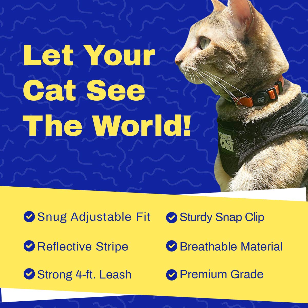 Travel Cat Harness And Leash Set - Adjustable Fit Mesh Cat Harness And Reflective Strap - Comfort Escape Proof Harness For Cats, Kitten For Outdoor Walking, Hiking (Medium, Orange)