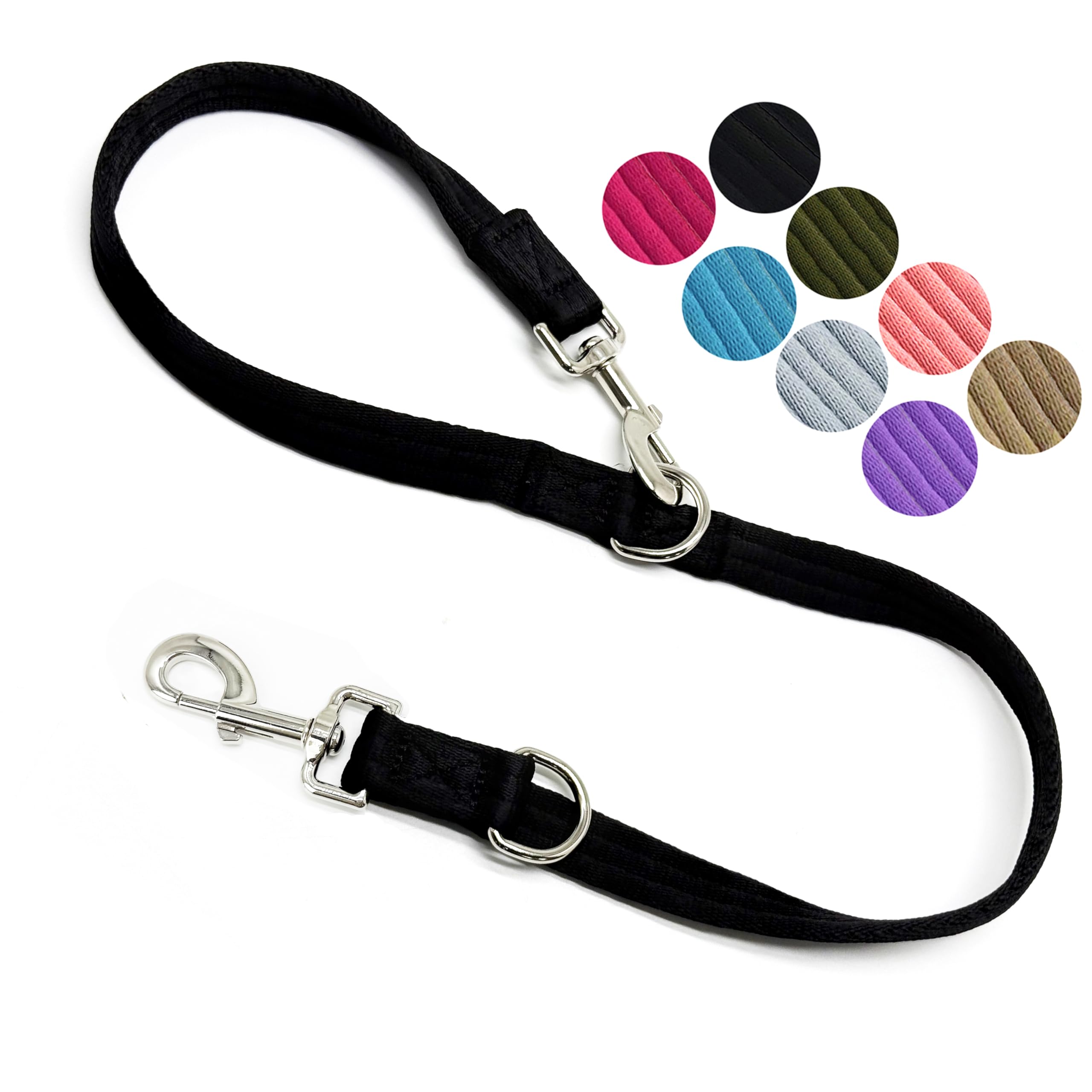 Double Ended Dog Leash,For Obedience Training Easy To Use,Lightweight,Soft For Large And Medium Dogs (Black, 1M*2.5Cm)