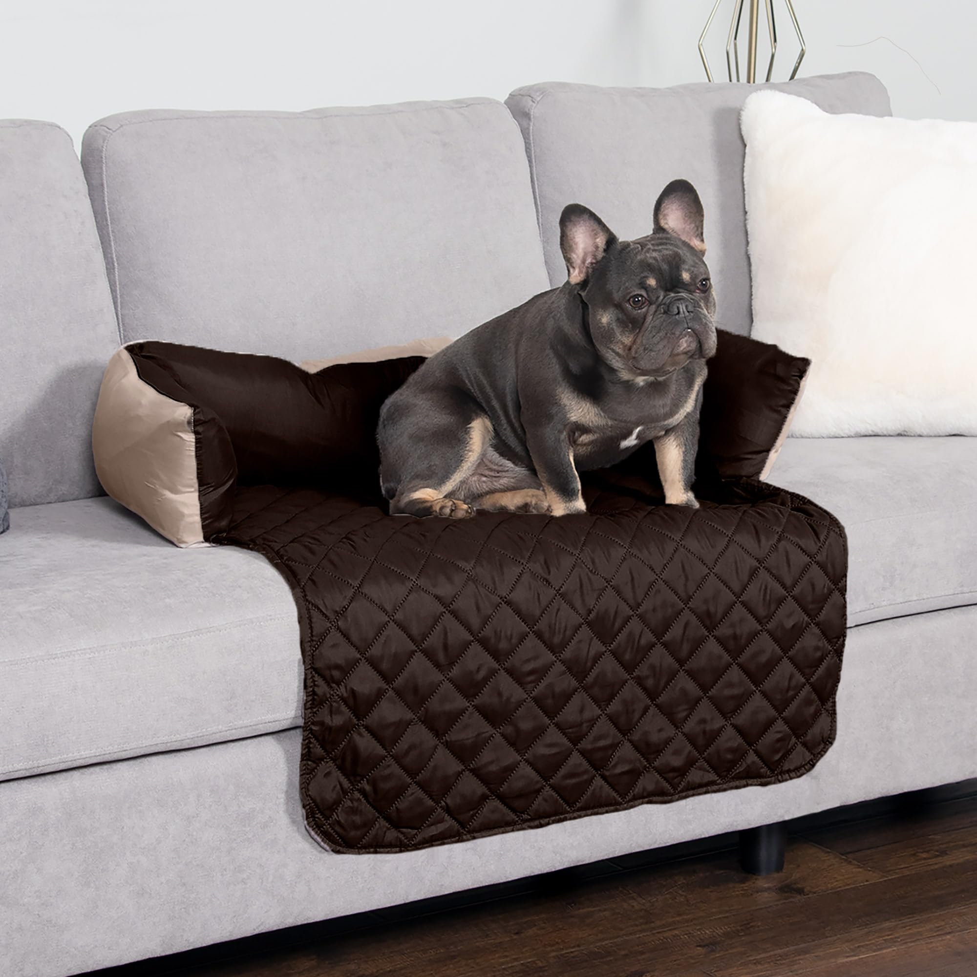 Furhaven Water-Resistant & Reversible 30' Wide Seat Cover Protector For Dogs & Cats, Perfect For Couches, Beds, & Car Seats - Sofa Buddy Bolster Seating Protector - Espresso/Clay, Medium
