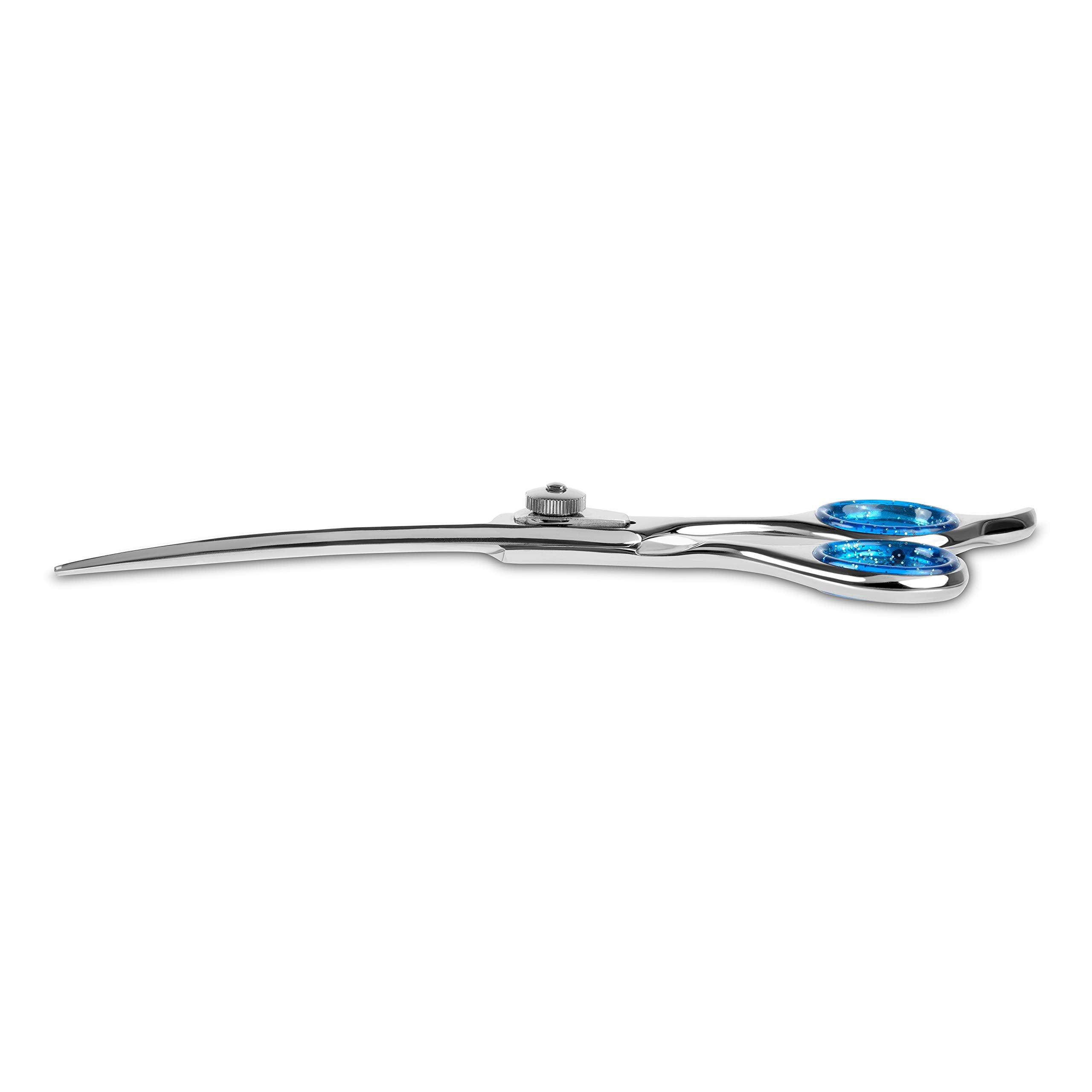 Laazar Pro Pet Grooming Scissors, Premium Steel Dog Grooming Shears With Blue Handles, Long-Lasting Sharp Blades (Curved, 7 Inch
