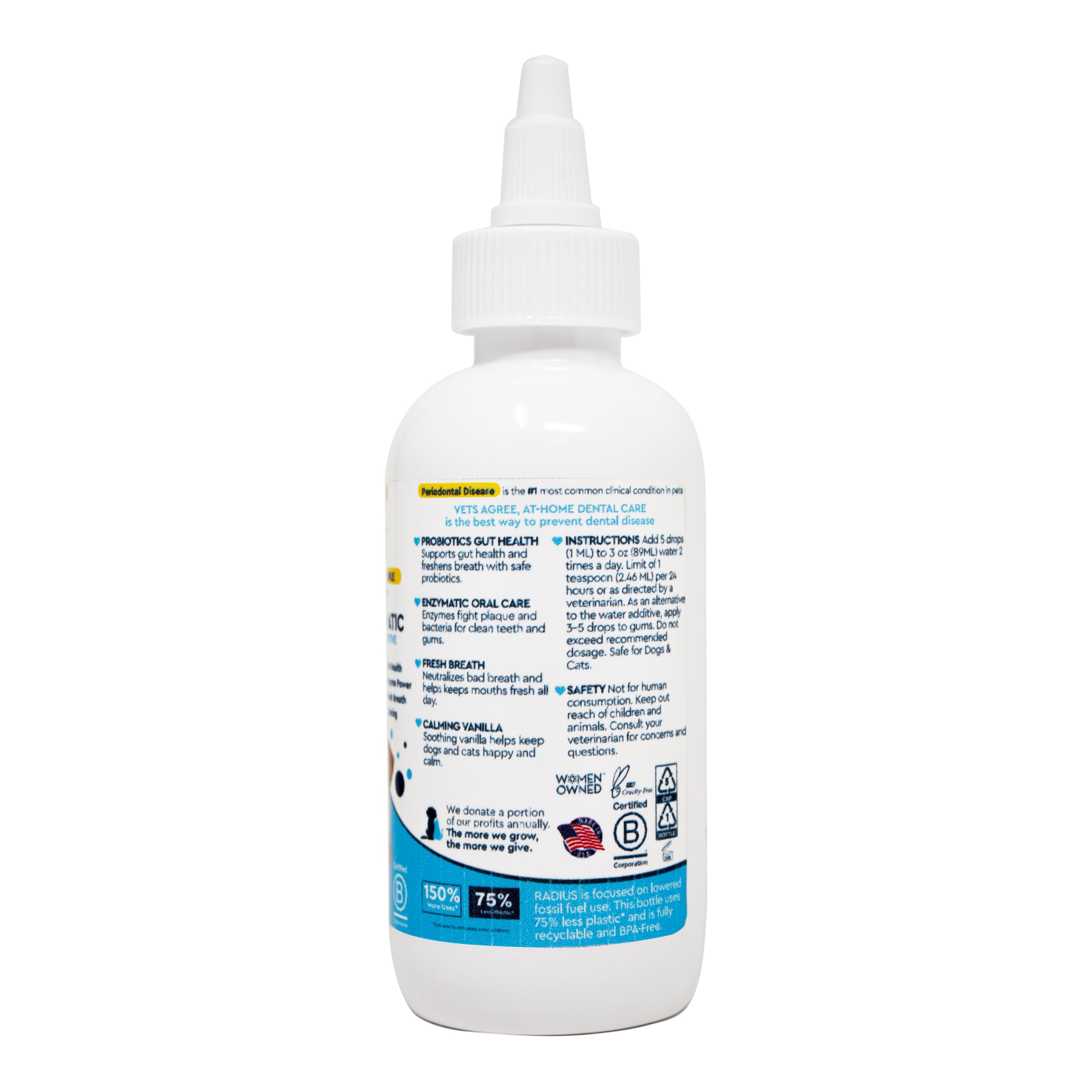 RADIUS OralPro+ Pet Probiotic Dental Water Additive (Enzymatic), Concentrate, 4 OZ