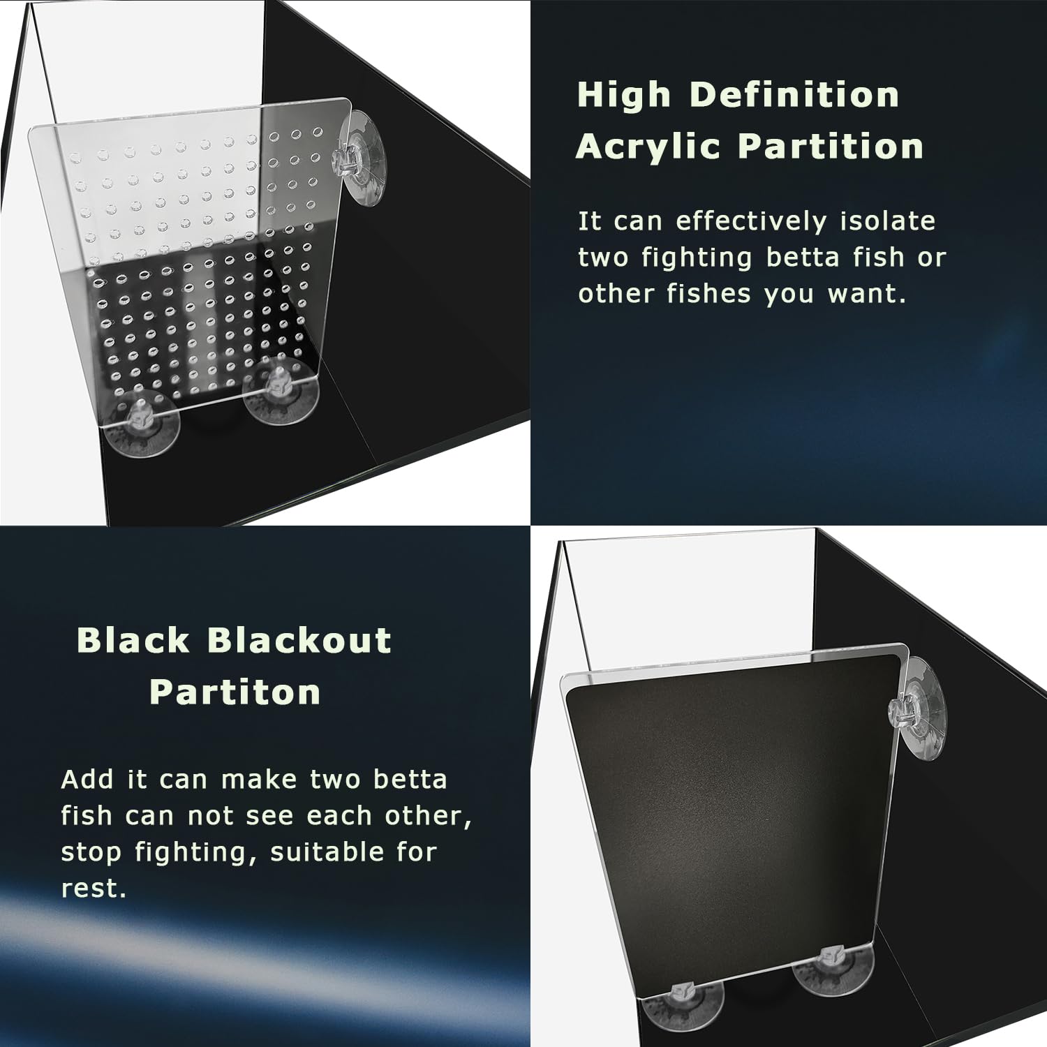 Ipriro 3 Gallon 12.6    L Fish Nano Glass Aquarium, With Separator Plate For Betta, Multi-Functional Square Fish Tank With Filte