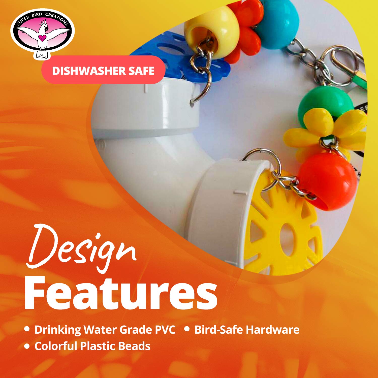 Super Bird Creations SB751 PVC Forager Bird Toy, Medium/Large Bird Size, 3? x 5? x 8?