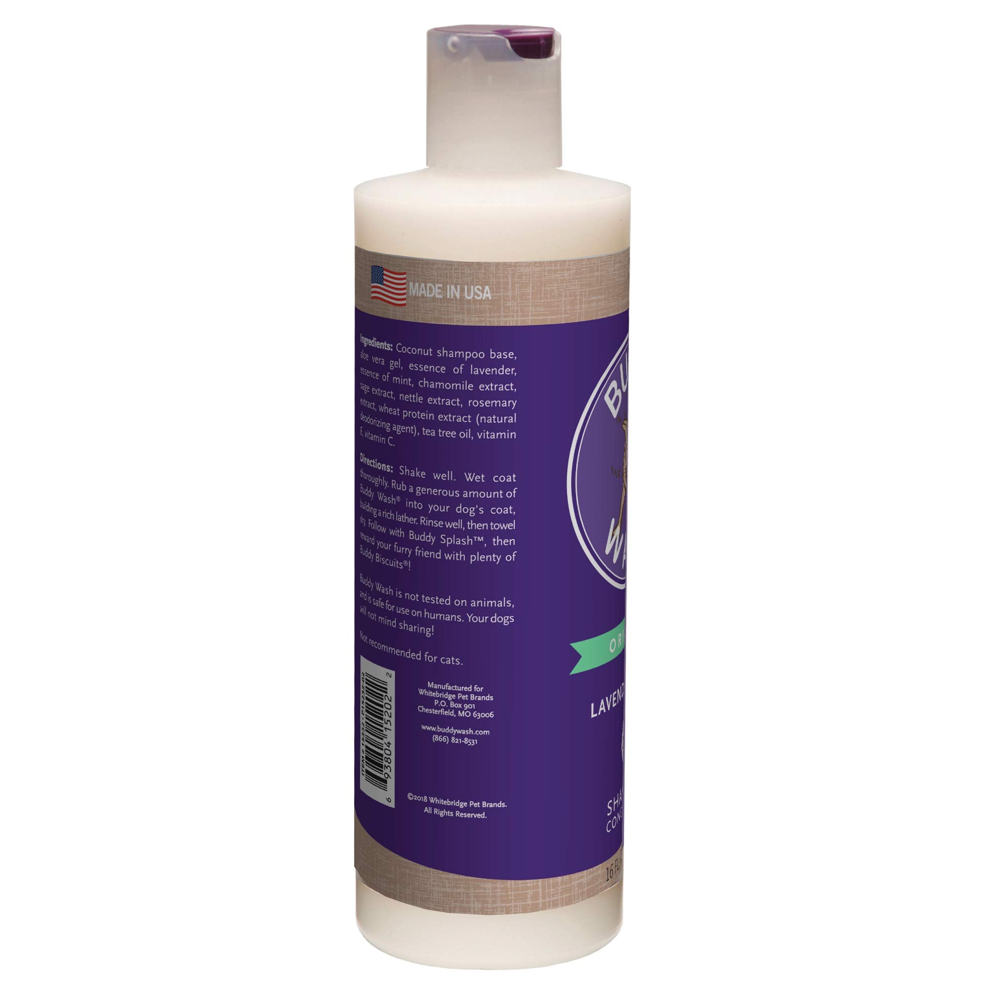 Buddy Wash 2-In-1 Dog Shampoo And Conditioner For Dog Grooming, Lavender & Mint, 16 Oz. Bottle