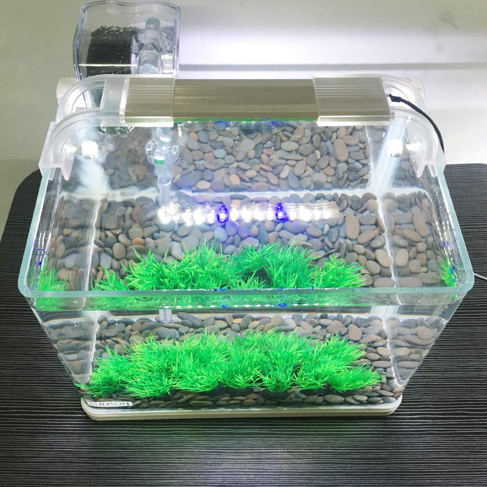 Smoothedo-Pets Aquarium Plants Fish Tank Decorations 20Pcs Small Size/1Inch Tall Plastic Artificial Plant Goldfish Waterscape Fish Hides Mini Grass Set (Green-C)