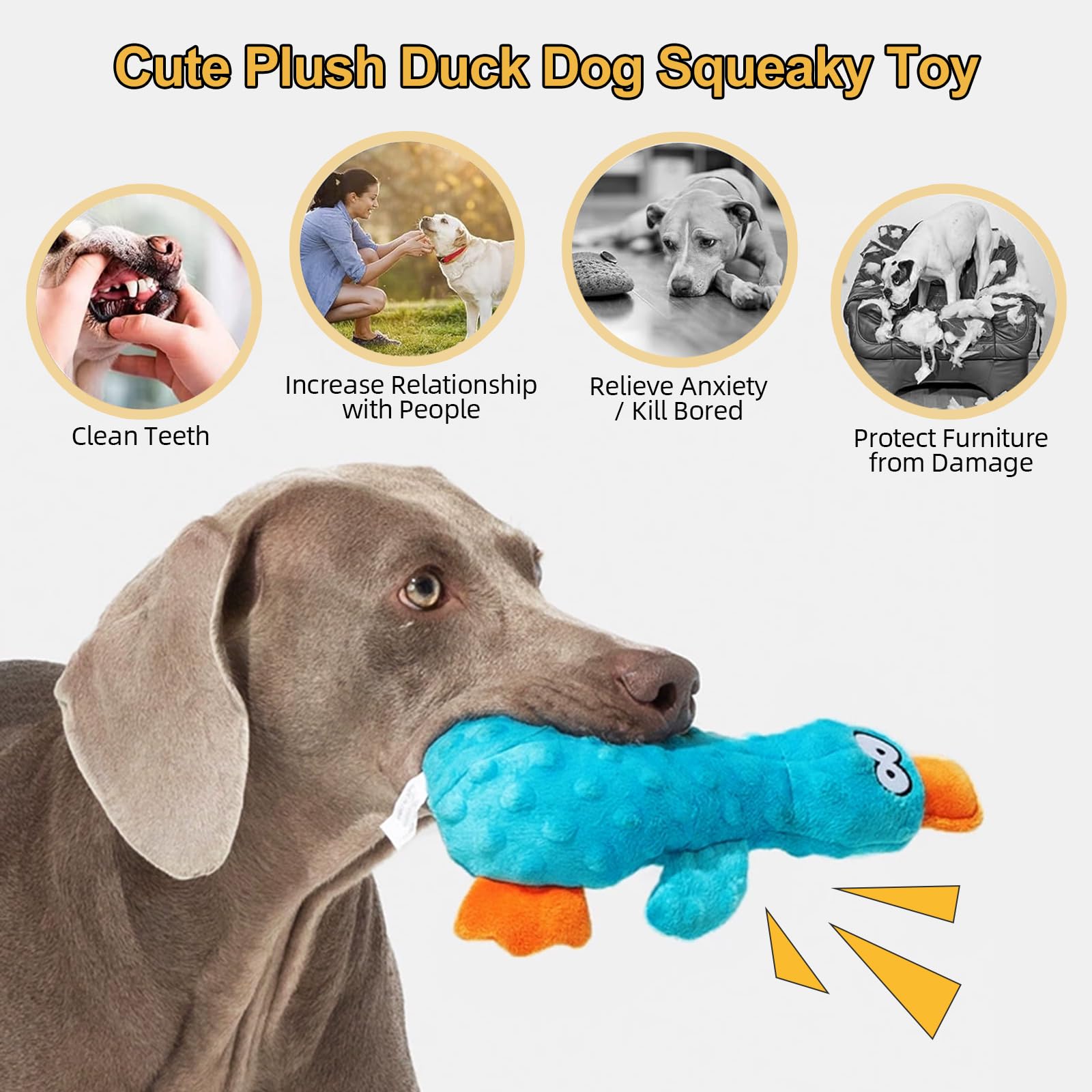 Adpartner Plush Squeaky Dog Toys, 2 Pack Squeak Duck Stuffed Squeaky Toys For Small, Medium Dogs To Keep Them Busy, Interactive