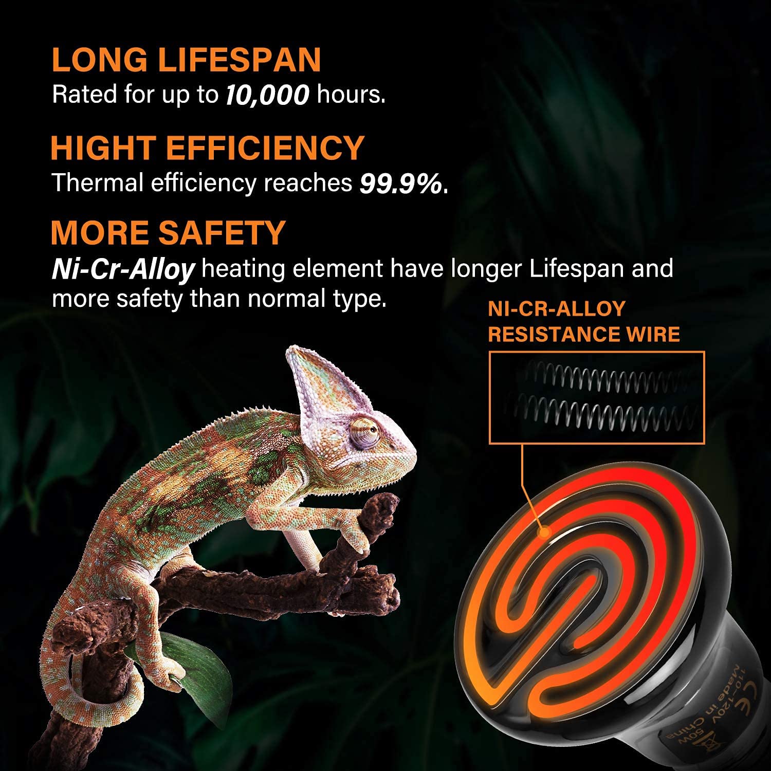 Simple Deluxe 50W (Mini) Ceramic Heat Emitter Reptile Heat Lamp Bulb No Light Emitting Brooder Coop Heater for Amphibian Pet & I