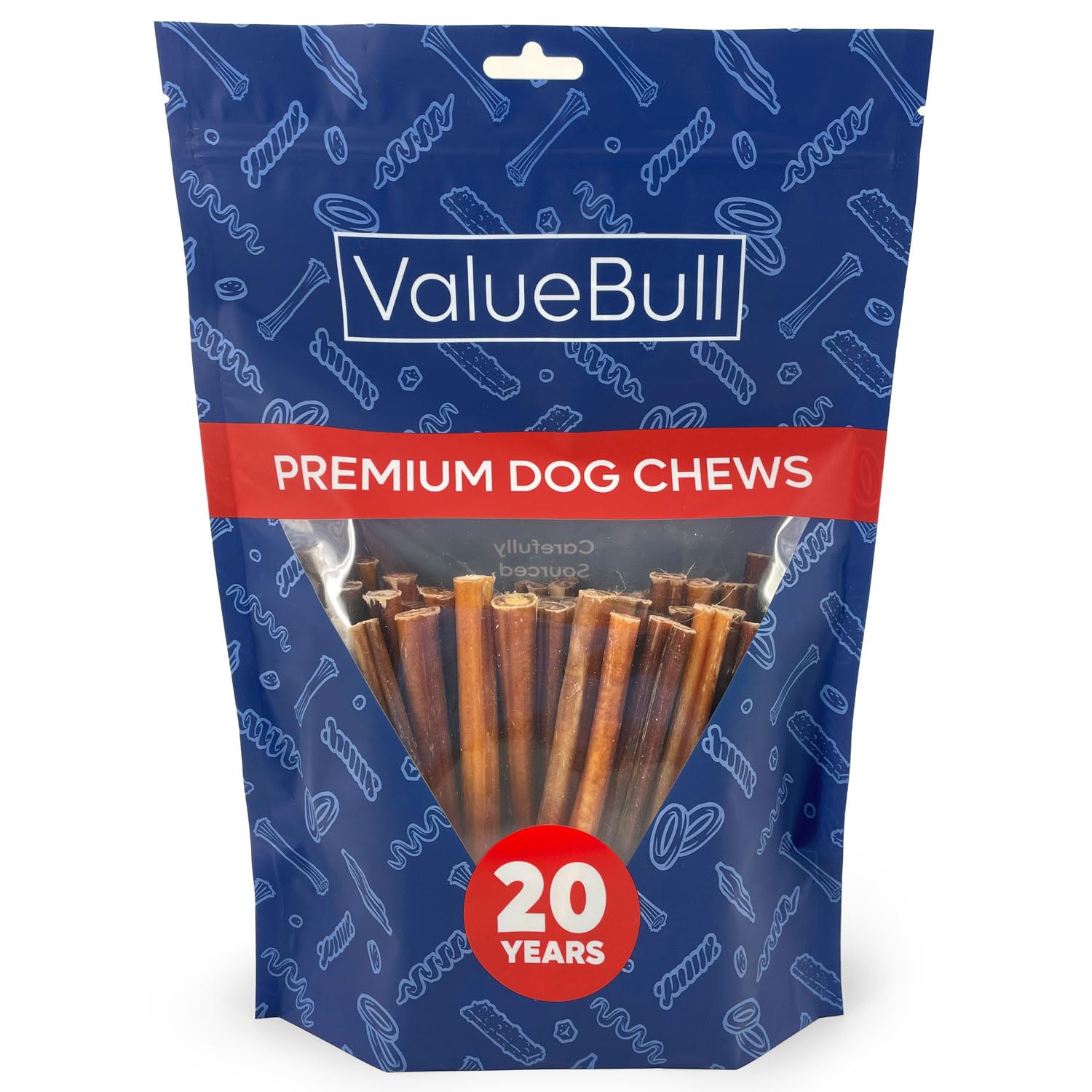 ValueBull Bully Sticks for Small Dogs, Thin 6 Inch, 50 Count - All Natural Dog Treats, 100% Beef Pizzles, Single Ingredient