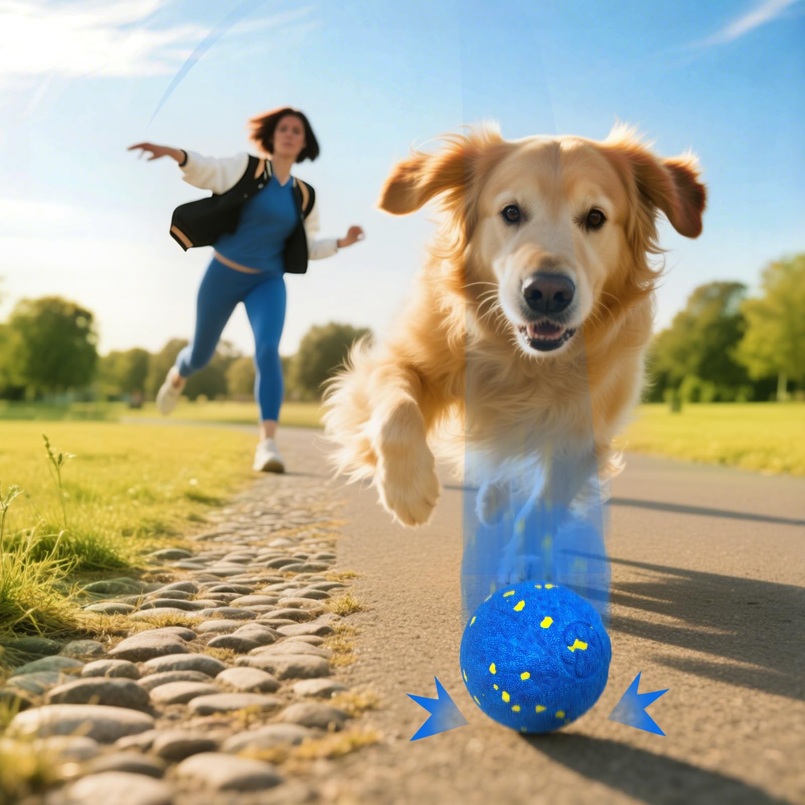 Zuykjeagle Interactive Dog Toy Ball - Smart Electric, Water Resistant, Medium Size, Blue - Model ZNGQ for Active Dogs