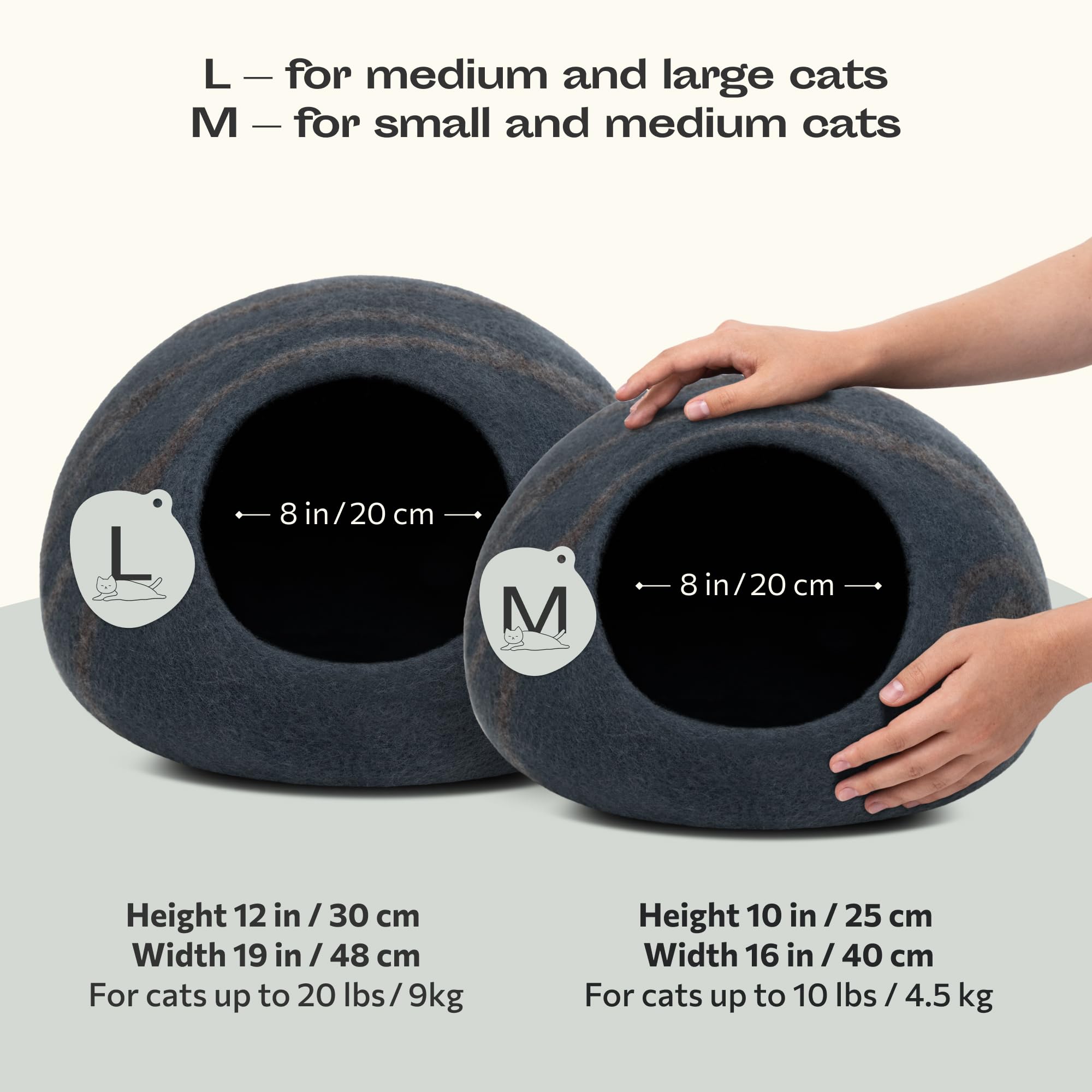MEOWFIA Premium Felt Cat Bed Cave - 100% Merino Wool, Medium Size, Slate Grey, Model 11277207