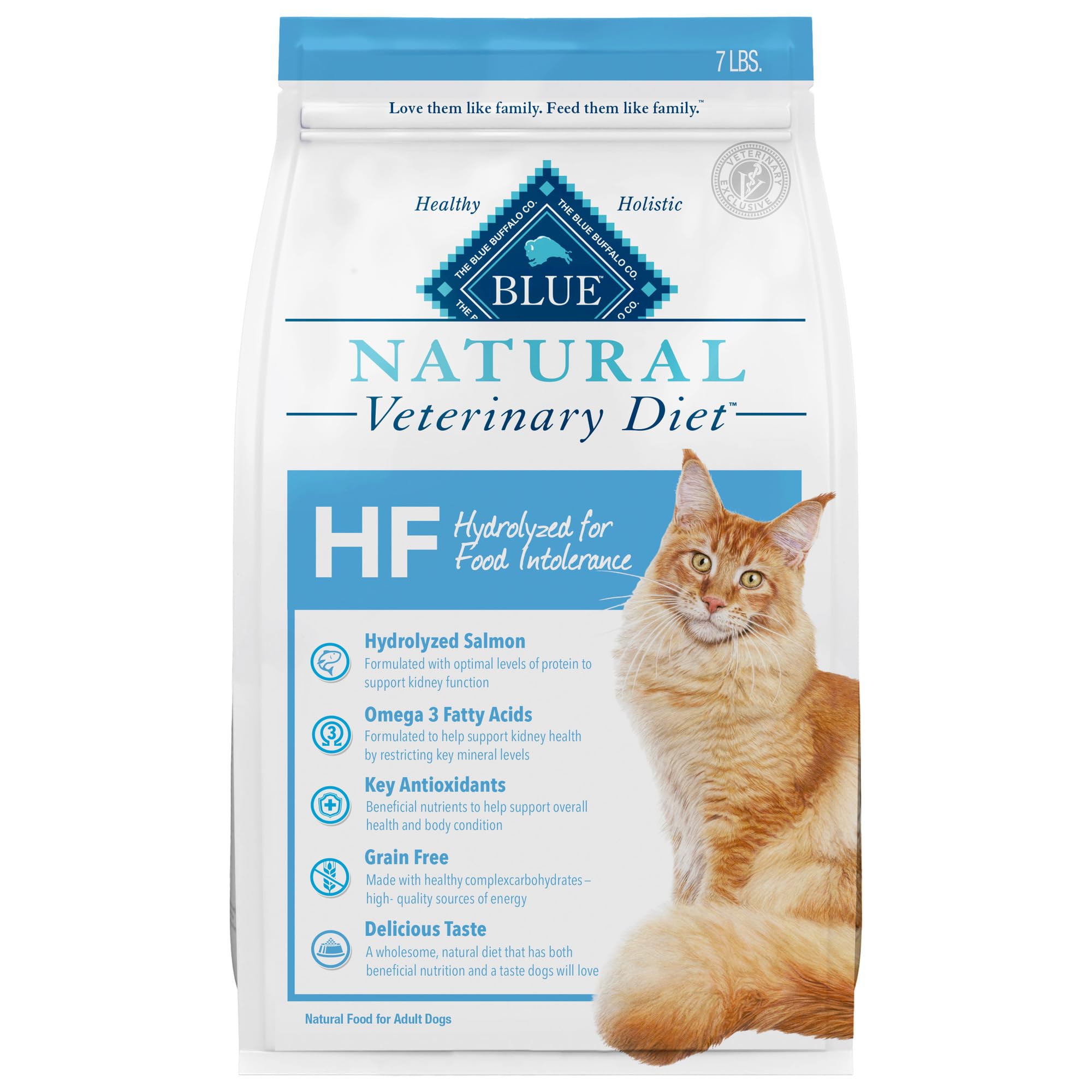 Blue Buffalo Natural Veterinary Diet HF Hydrolyzed for Food Intolerance Dry Cat Food, Salmon 7-lb bag