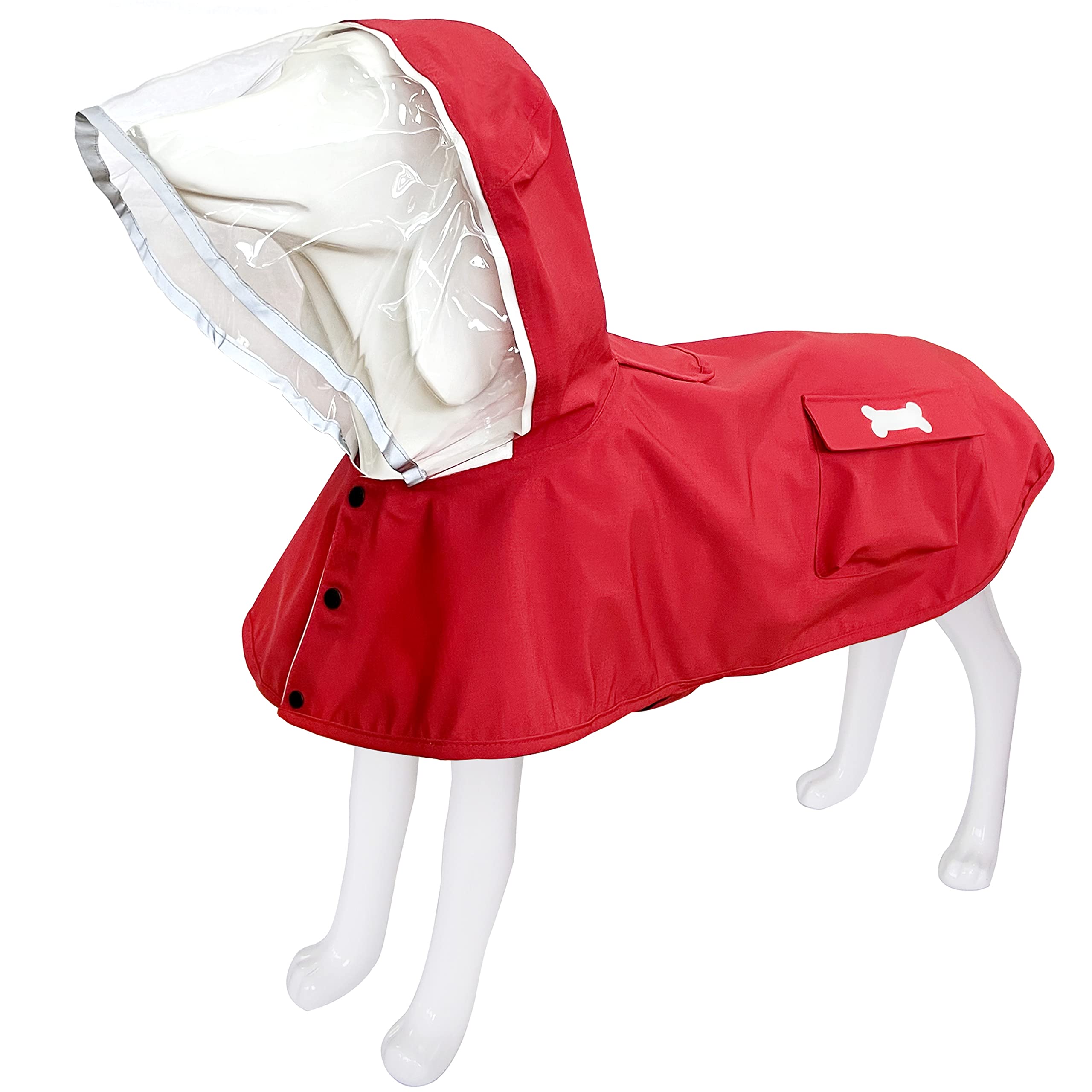 Dog Waterproof Raincoat With Poncho Hoodie, High Reflective Adjustable Yellow Pet Rain Jacket With Leash Hole For Small Medium And Large Dogs (Red, Medium)