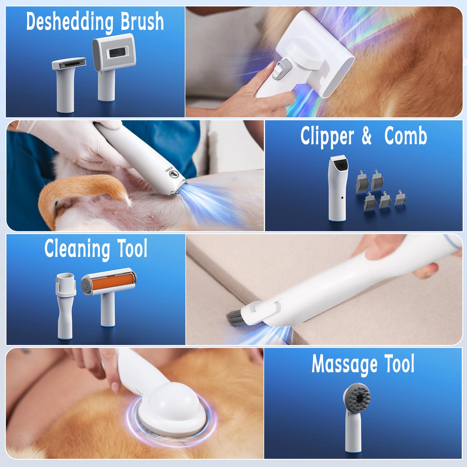 3L Dog Grooming Vacuum Dog Grooming Kit Professional Dog Hair Vacuum Pet Grooming Vacuum Pet Hair Removal Tool Dog Clipper Pet G