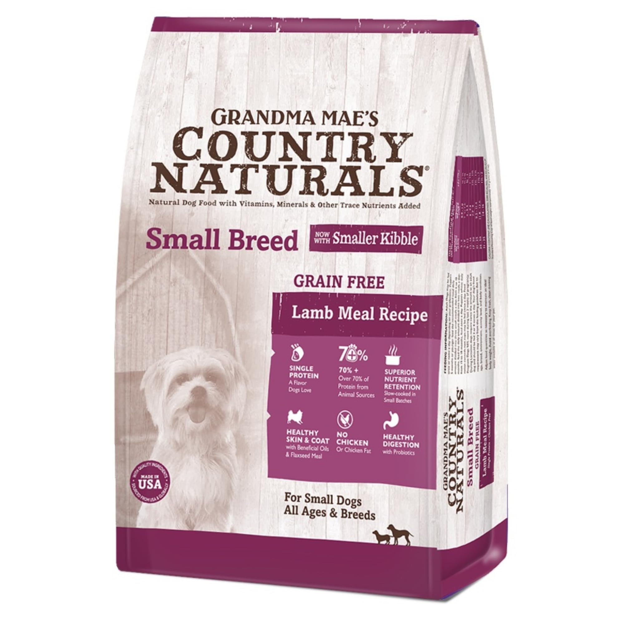 Grandma Maes Country Naturals Dry Dog Food, Grain Free Small Breed Formula, Lamb, Slow Cooked & Nutrient Dense, Made in USA, 14 