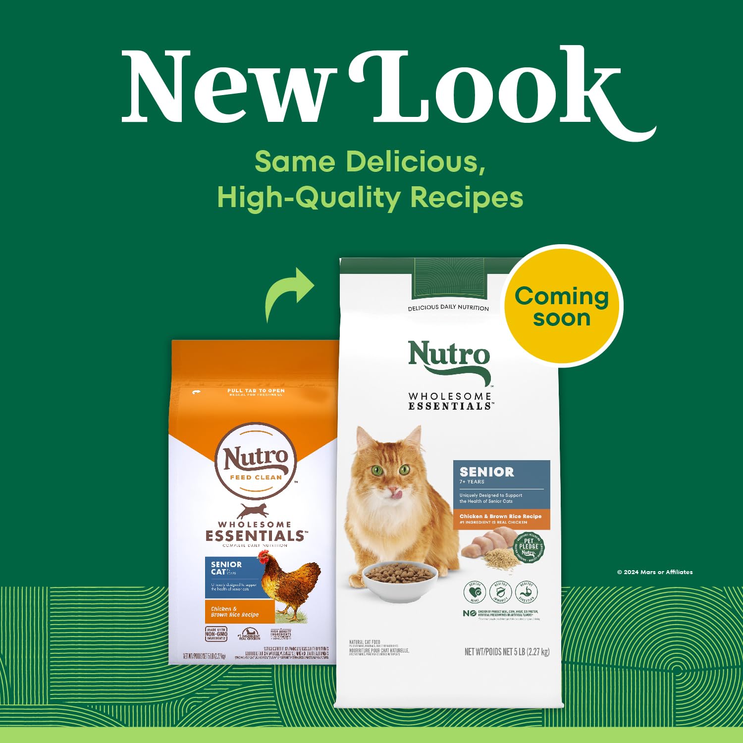 NUTRO WHOLESOME ESSENTIALS Natural Dry Cat Food, Senior Cat Chicken & Brown Rice Recipe , Kibble, 5 lb. Bag