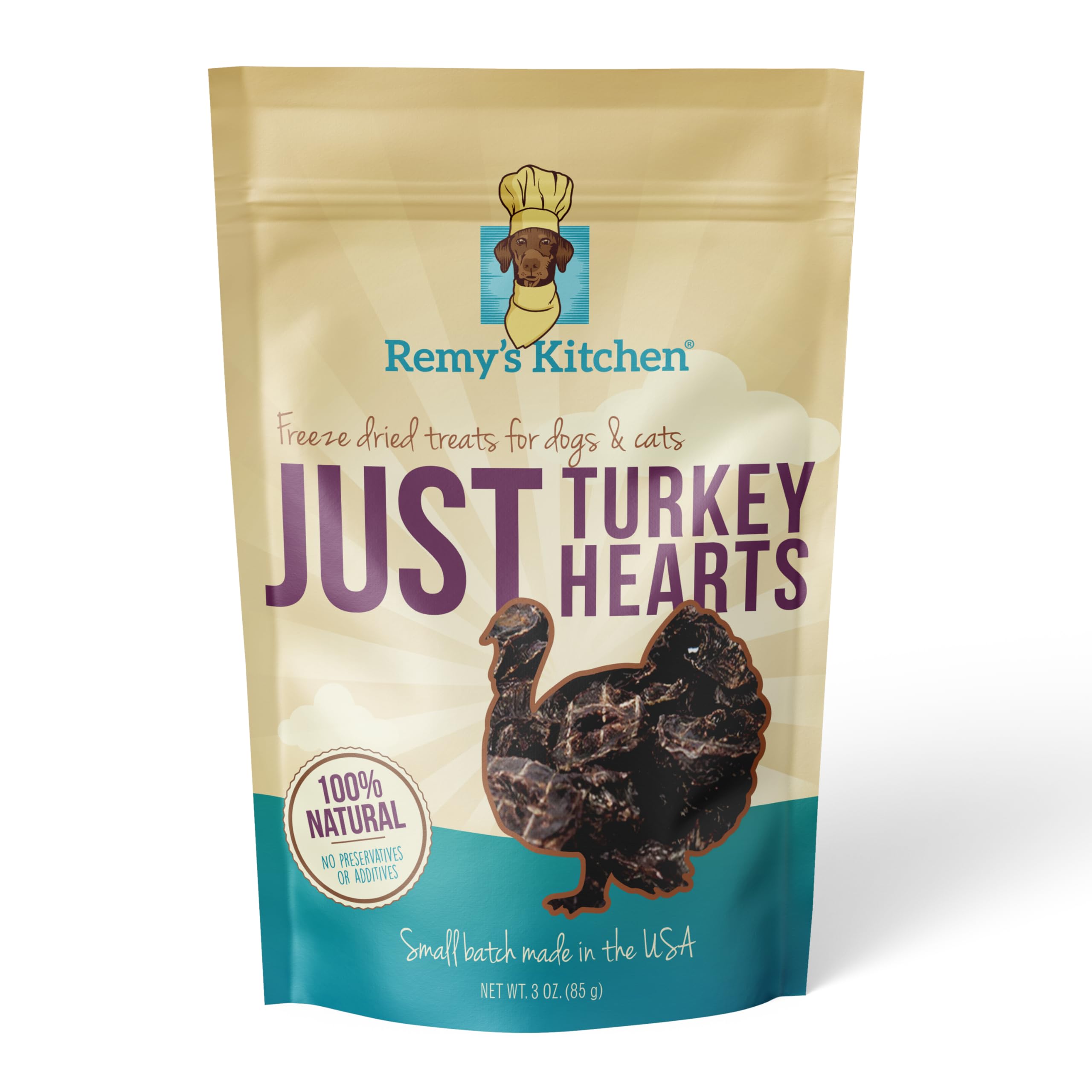 Remys Kitchen Just Turkey Hearts Freeze Dried Dog Treats USA Sourced and Small Batch Made - Human-Grade, All Natural Single Ingr