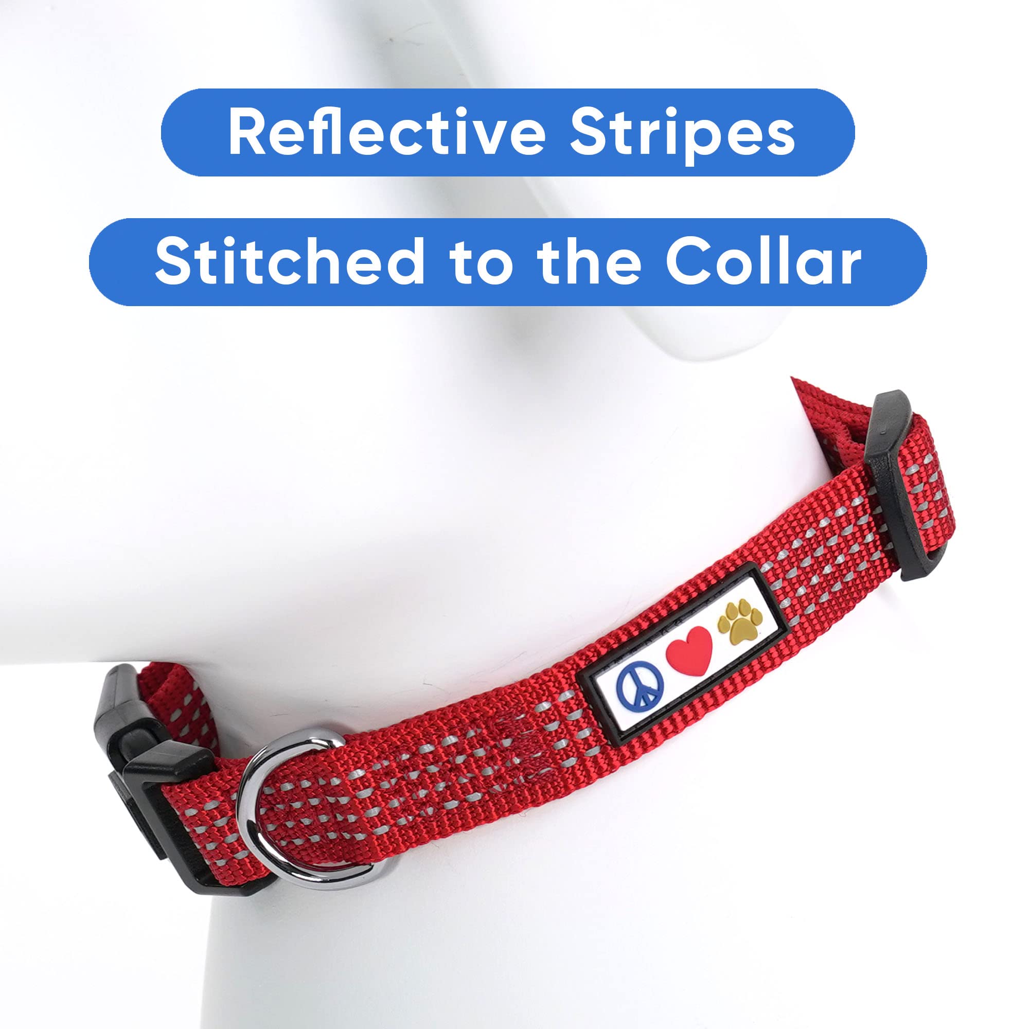 Pawtitas Reflective Dog Collar - Adjustable, Large Dog & Puppy Collar - Red