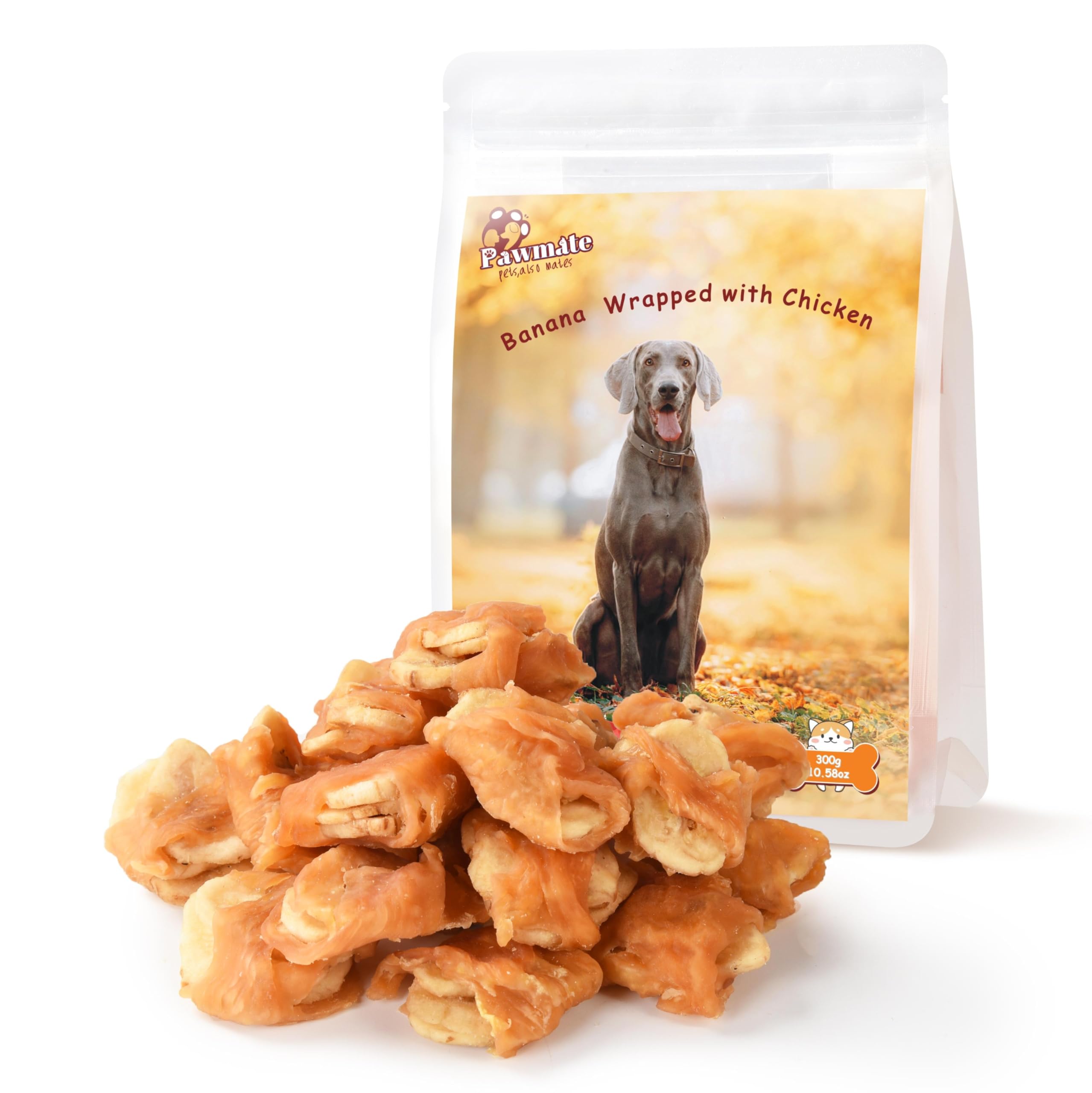 Pawmate Chicken Wrapped Banana Slices Dog Treats Small Dogs, Healthy Rawhide-Free Low Fat Soft Training Snacks Chews with Taurin