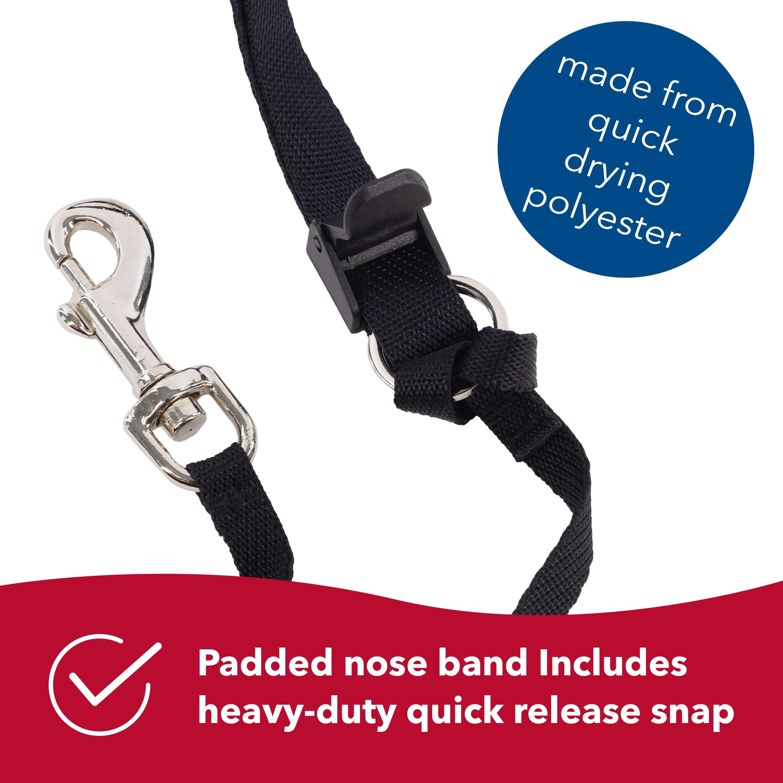 Coastal Pet Walk 'N Train Dog Head Halter - Head Colllar Dog Leader - No-Pull Pet Harness - Quick-Drying Polyester - Black - Medium