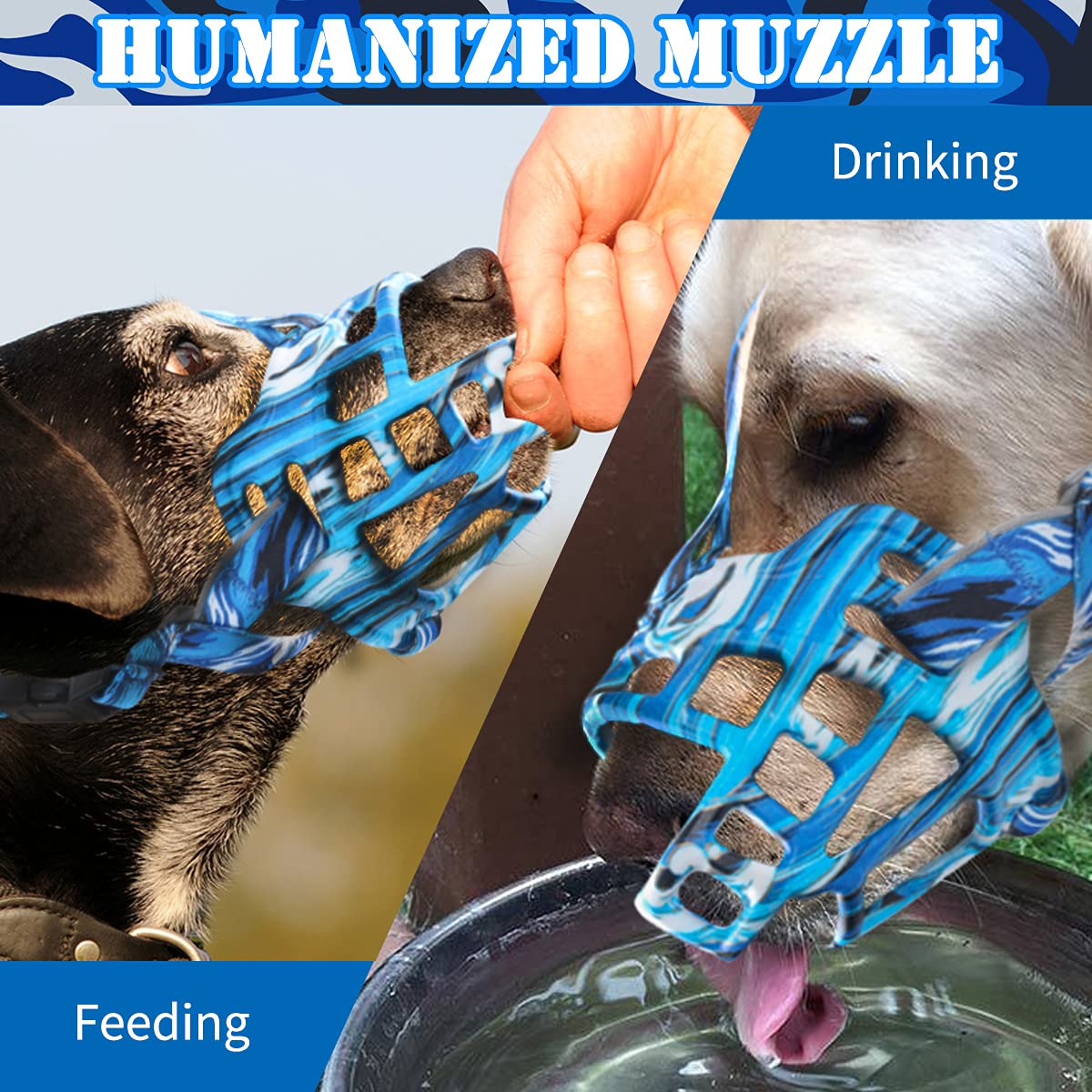Dog Muzzle, Silicone Basket Muzzle for Small Medium Large Dogs, Soft Cage Muzzle Prevent Biting Chewing, Allow Drinking Panting,