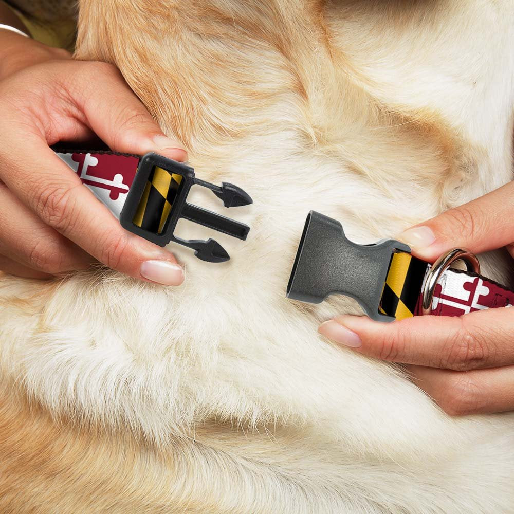 Buckle-Down Plastic Clip Collar - Maryland Flags - 1' Wide - Fits 15-26' Neck - Large