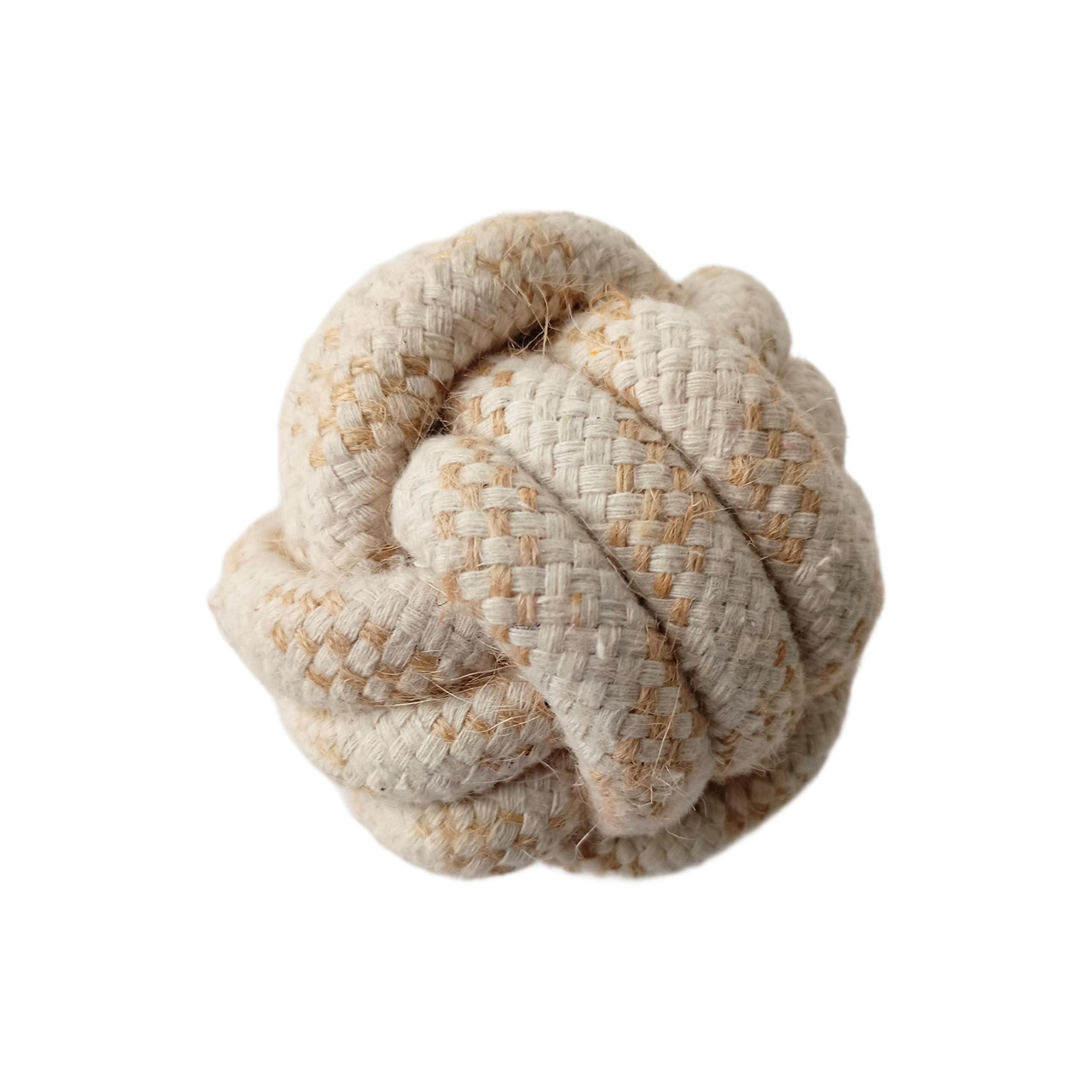 GUTS AND GLORY Dog Chew Toy | Rope Ball for Teething, Playing, and Training (Cotton Jute, White)