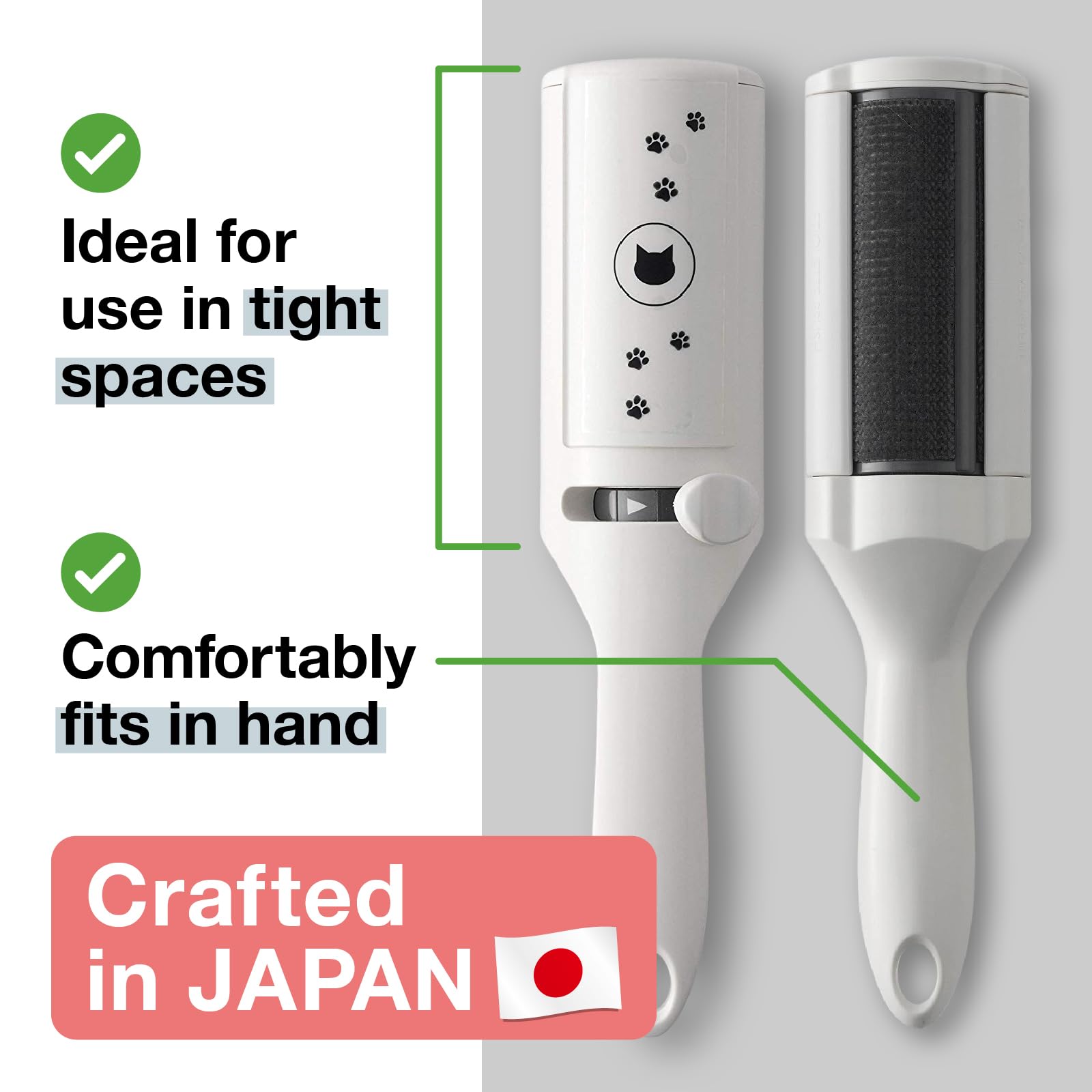 Necoichi Purrfection Neat & Easy Cat Hair Pet Hair Remover, Textured Microfibers Trap Fur & Lint Fast, Made In Japan
