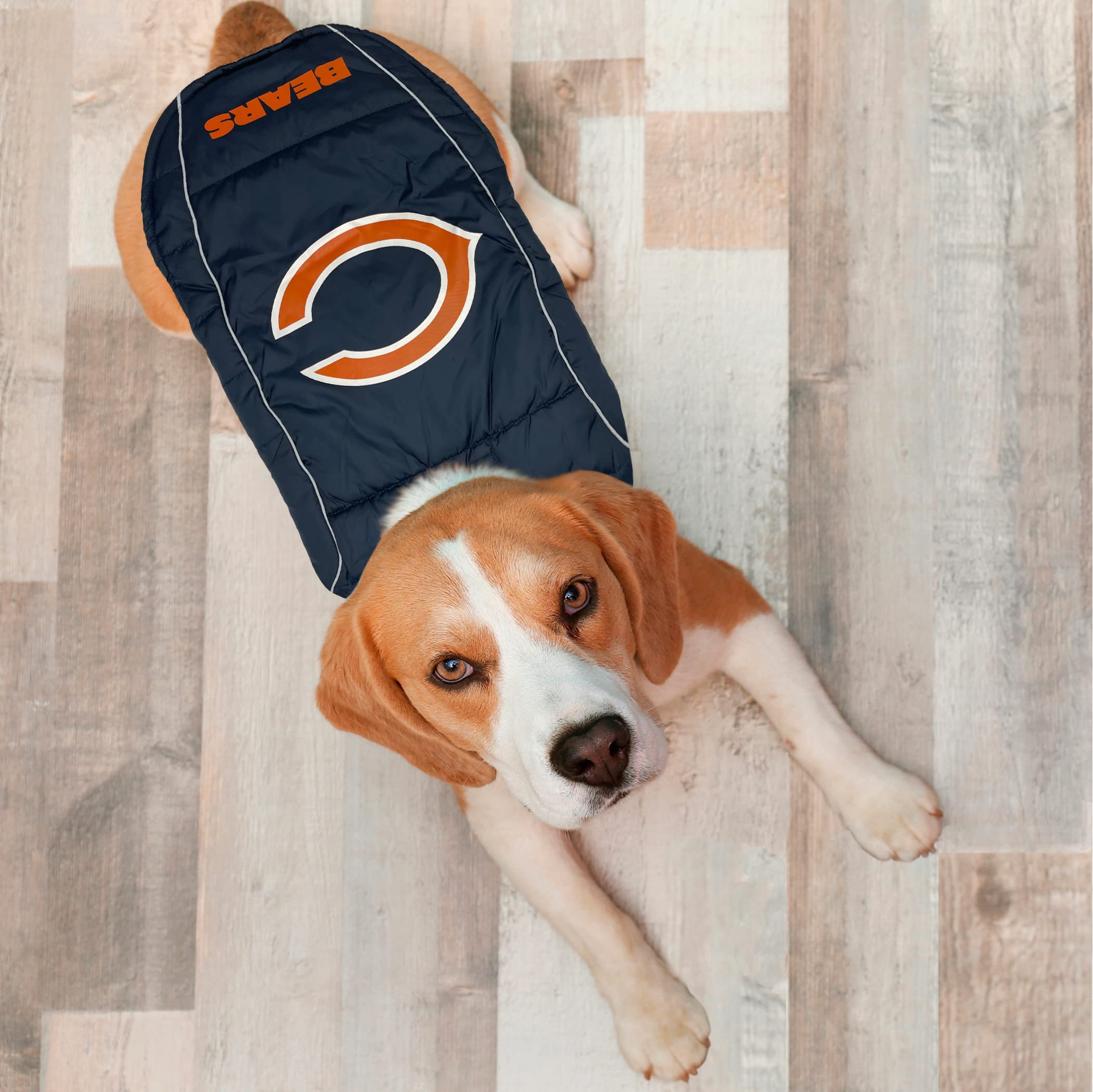 Pets First NFL Chicago Bears Puffer Vest for Dogs & Cats, Small, Waterproof, Cozy Dog Coat, Model CHI-4081-SM