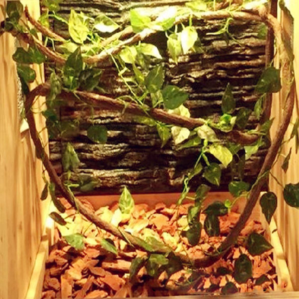 Pinvnby Bearded Dragon Hammock Jungle Climber Vines Flexible Reptile Leaves With Suction Cups Habitat Decor For Climbing, Chameleon, Lizards, Gecko, Snakes