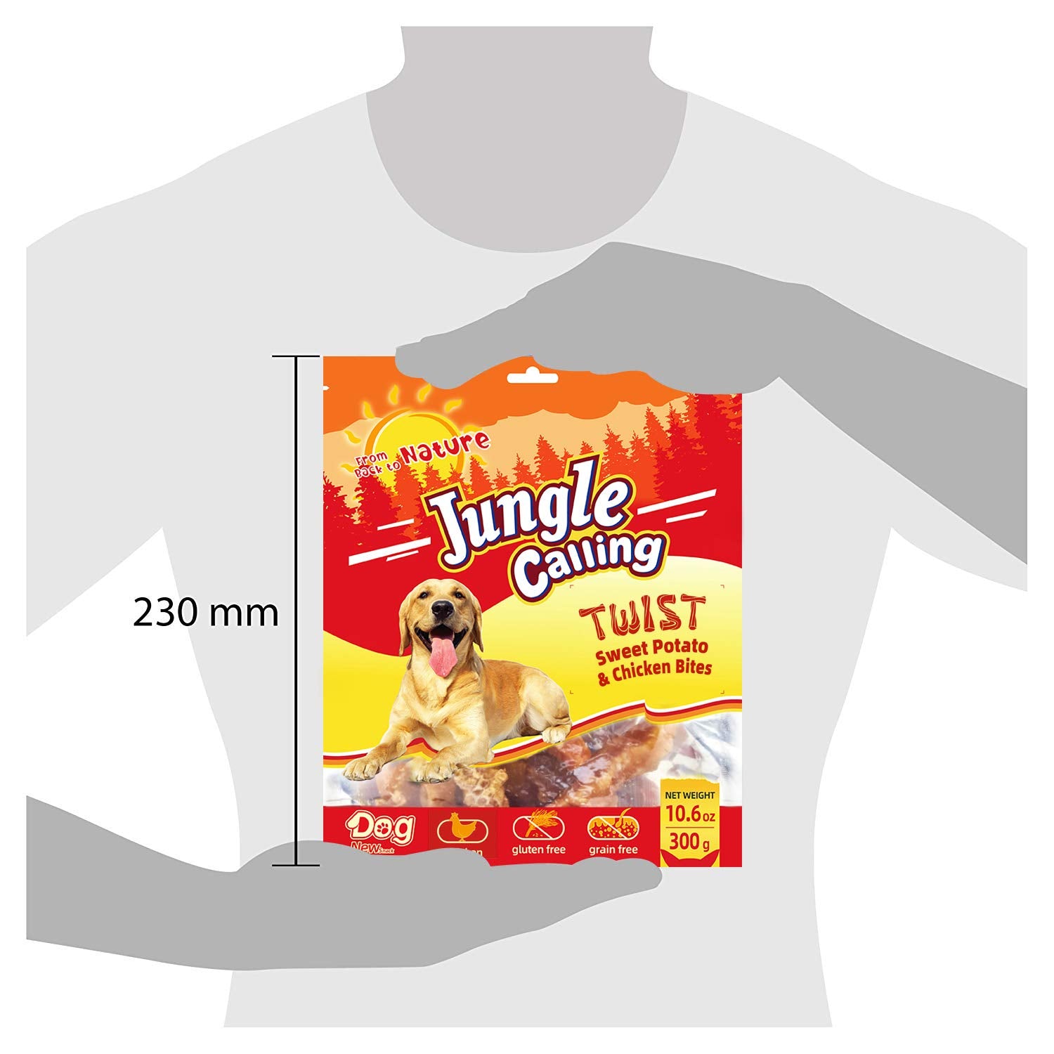 Jungle Calling Dog Treats, Skinless Chicken Wrapped Sweet Potato, Gluten and Grain Free, Chewy Dog Bites for Balanced Nutrition,