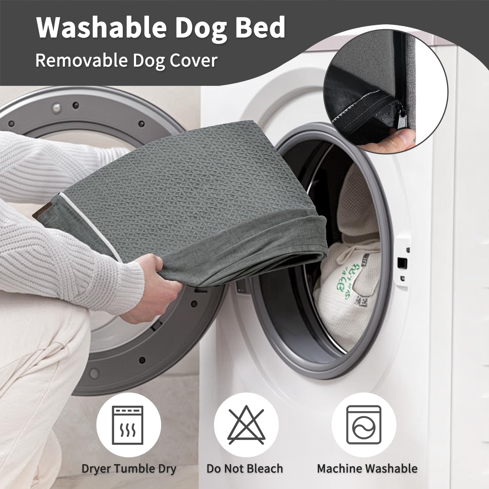 Dog Beds Large Sized Dogs,Xl Orthopedic Washable & Waterproof Dog Crate Bed, W/Removable Cover Big Plush Pet Beds Mat, Egg Crate