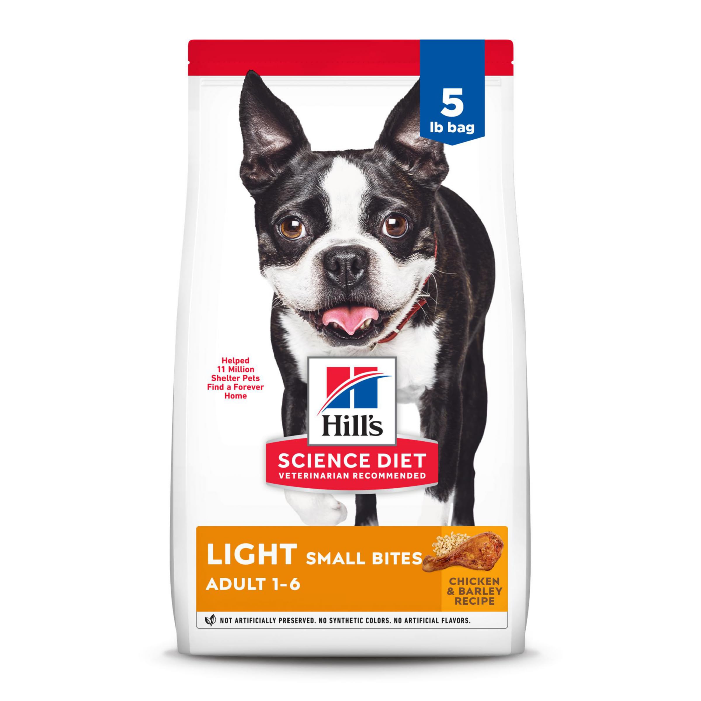 Hills Science Diet - Light Small Bites Lower Calories, Chicken Meal & Barley Dry Dog Food, 5 LB Bag
