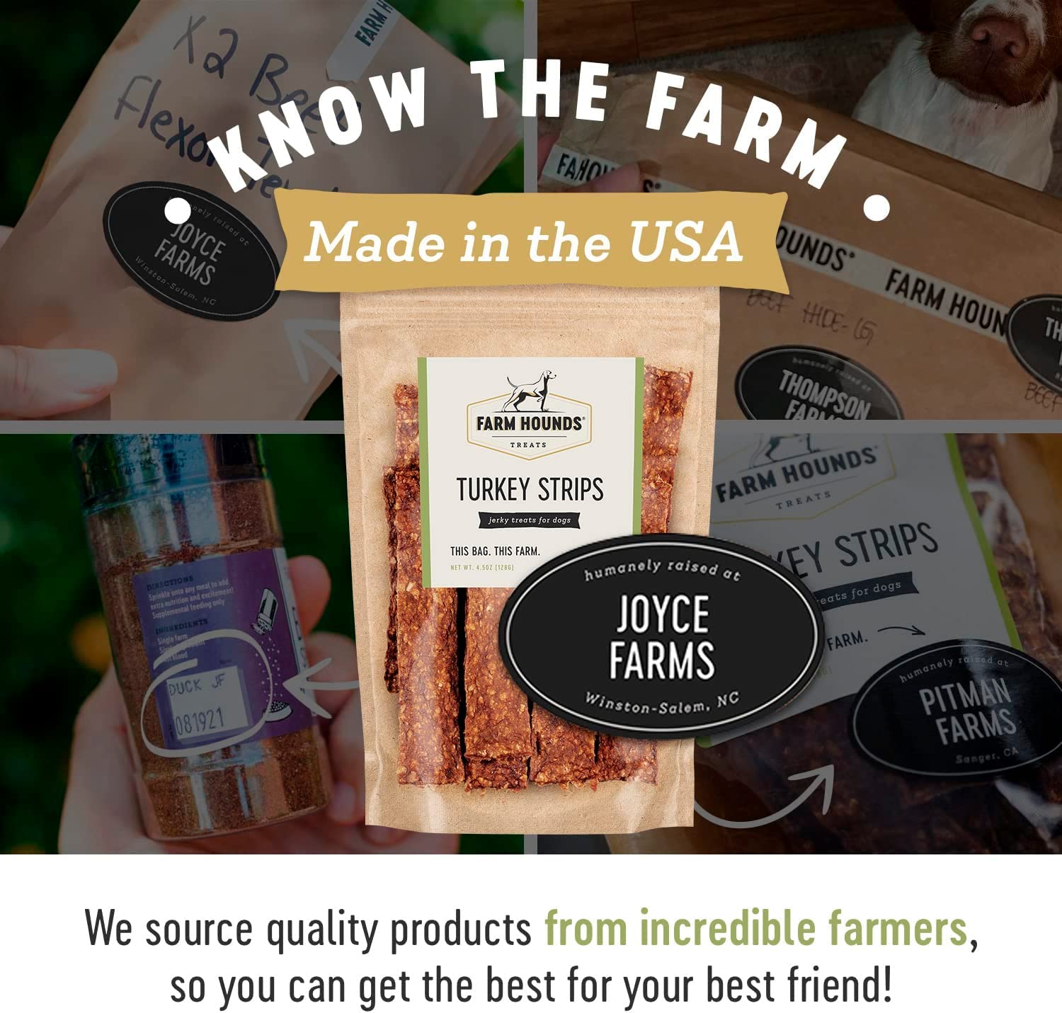 Farm Hounds - Turkey Strips - Premium Natural Jerky for Dogs - from 100% Humanely Raised Turkey - Break-to-Size - Great for Trai