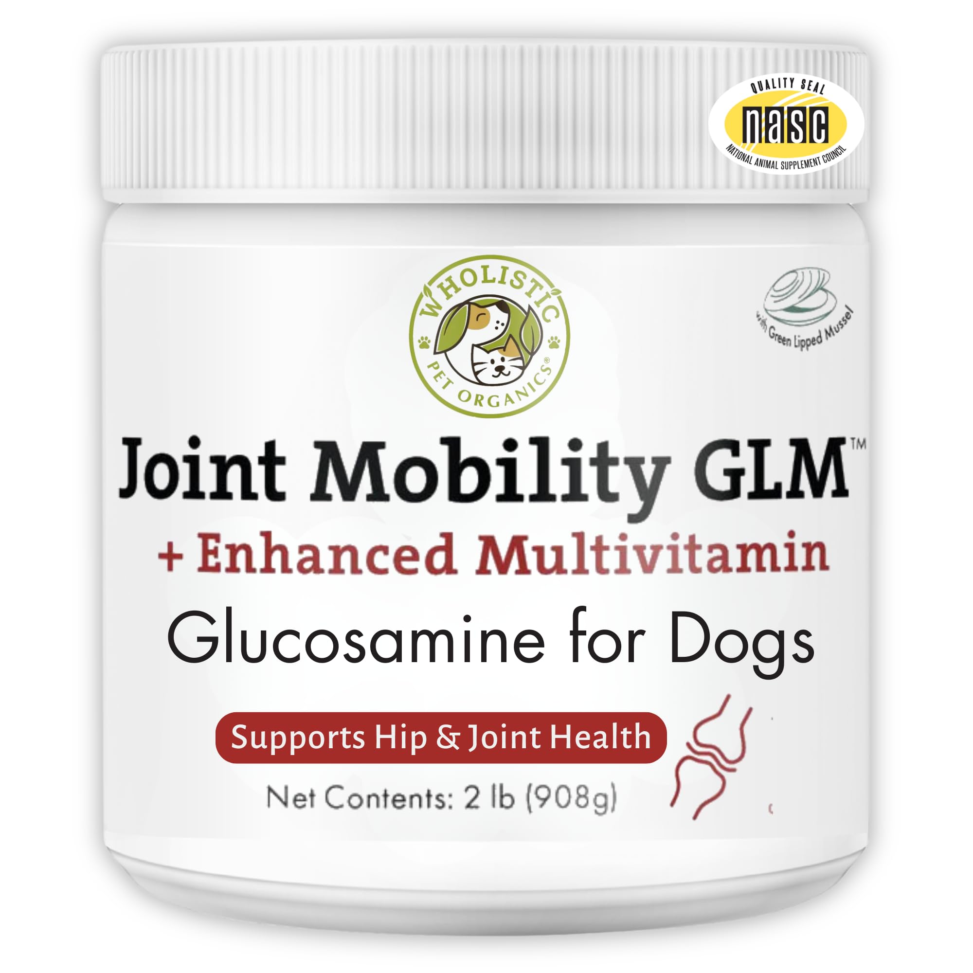 Wholistic Pet Organics Joint Mobility GLM - 2 Lb - Hip and Joint Supplement for Dogs - Glucosamine for Dogs - Chondroitin Supple