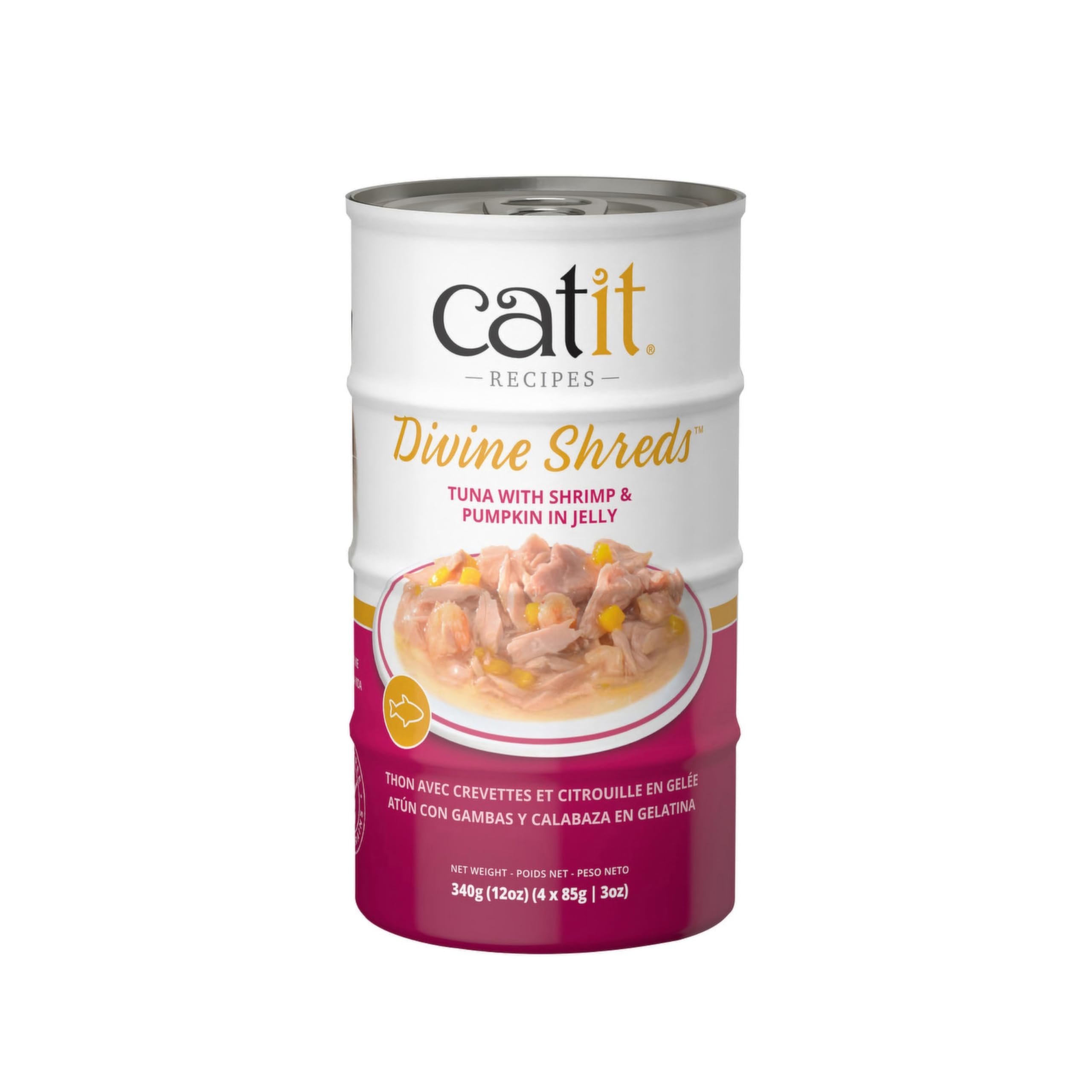 Catit Divine Shreds in Jelly, Premium Wet Cat Food, Tuna with Shrimp & Pumpkin