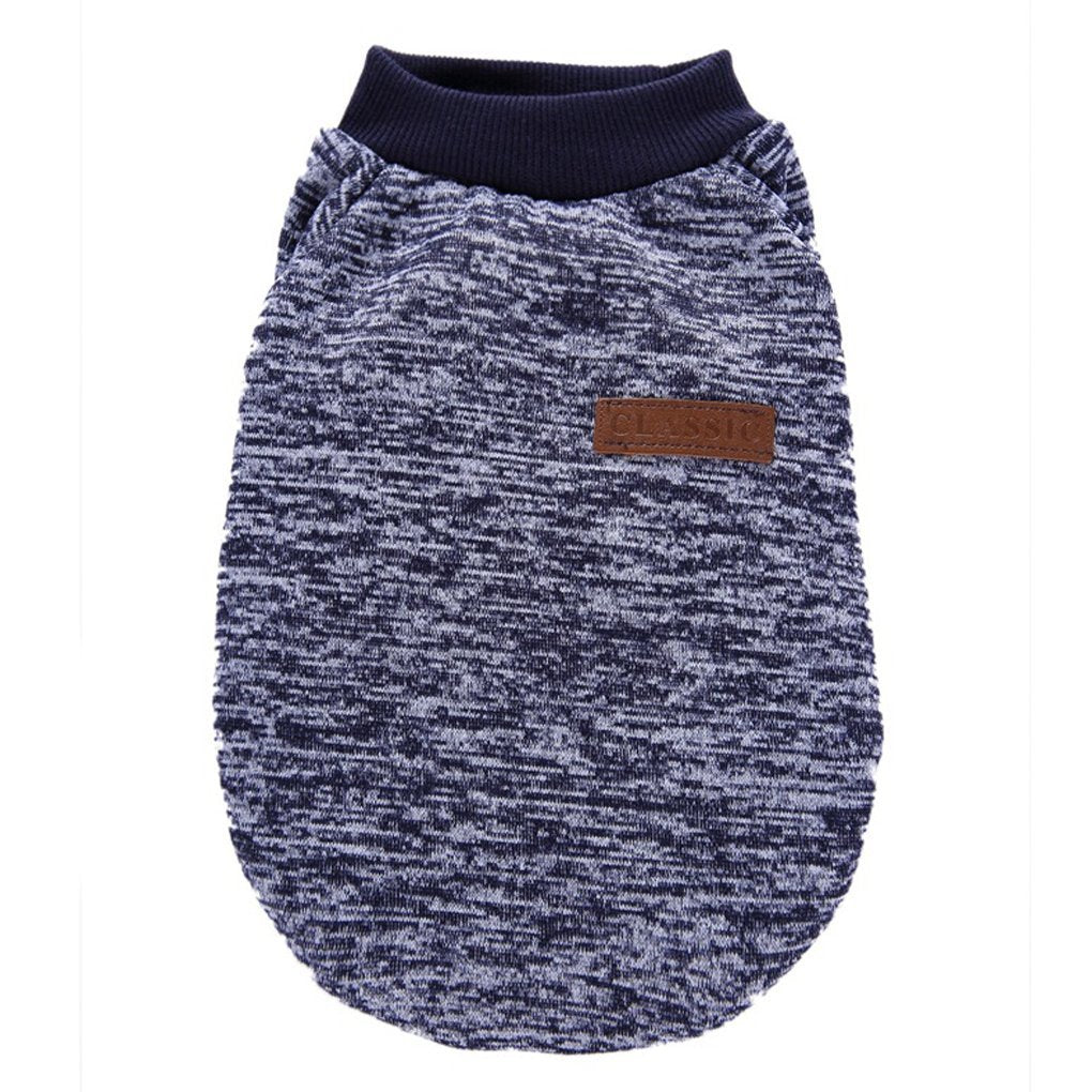 Jecikelon Pet Dog Clothes Dog Sweater Soft Thickening Warm Pup Dogs Shirt Winter Puppy Sweater For Dogs (Navy Blue, L)
