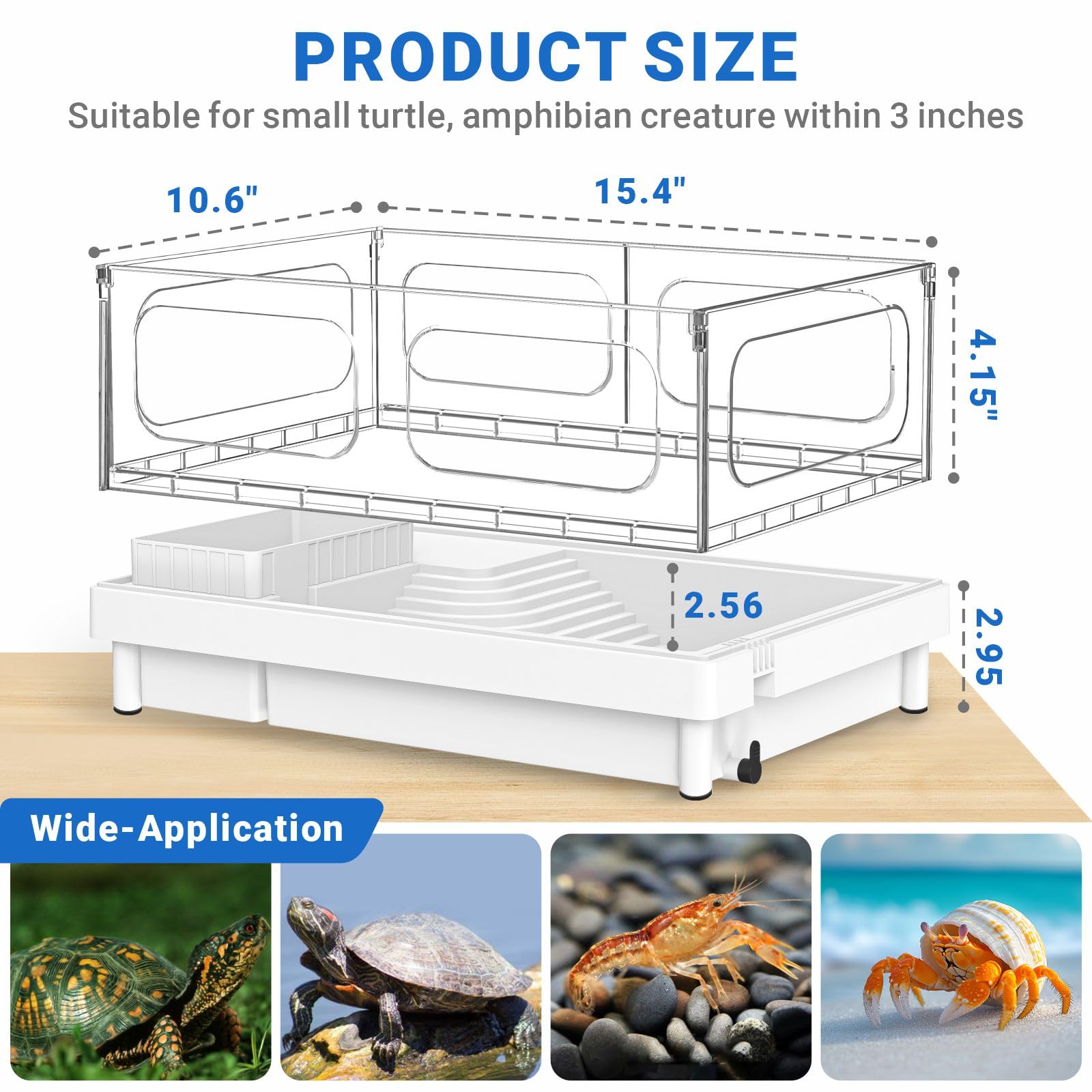 Gozilla Small Turtle Tank With Adjustable Lamp, Acrylic Turtle Tank Starter Kit, Reptile Habitat And Terrarium With Multi-Functi