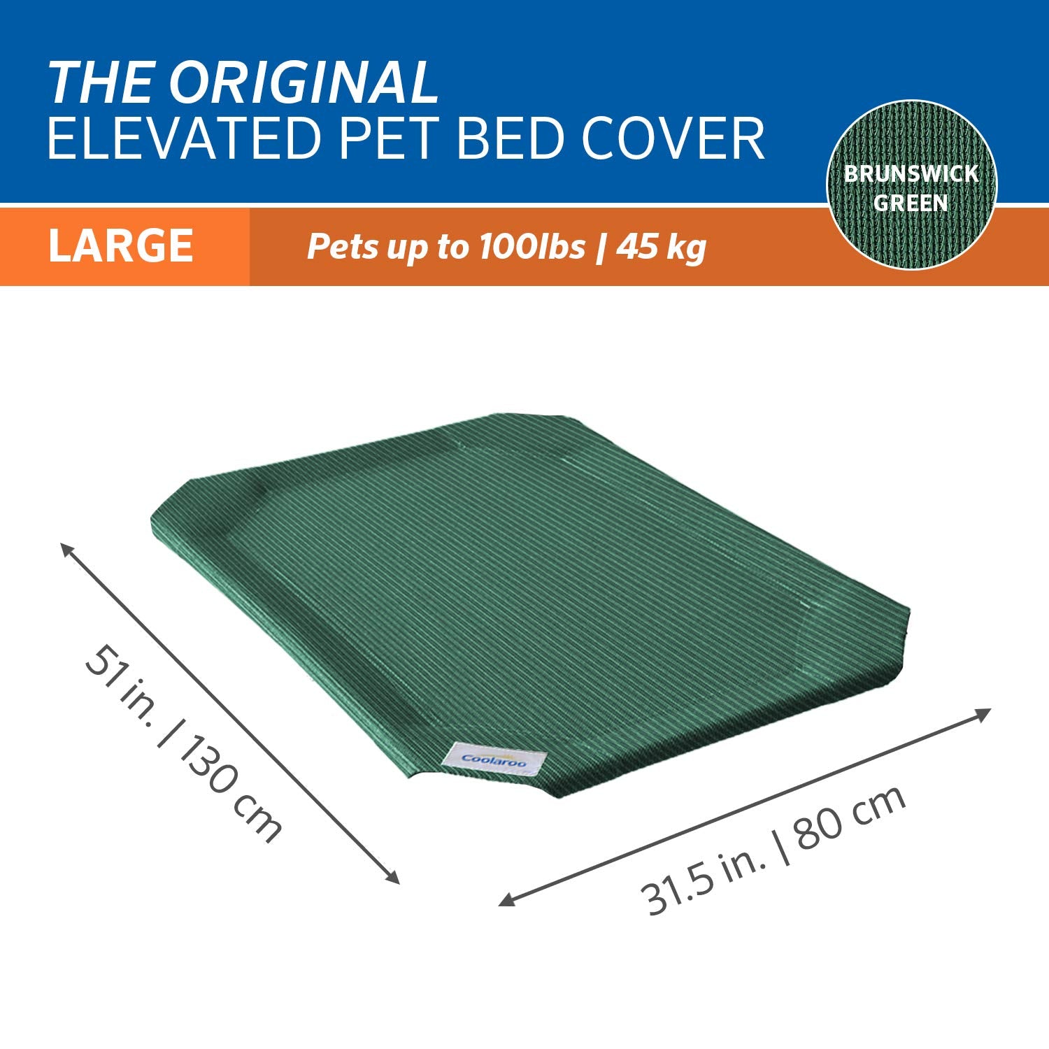 Original Pet Bed Replacement Cover - Brunswick Green - Large (43.5' X 31.5')