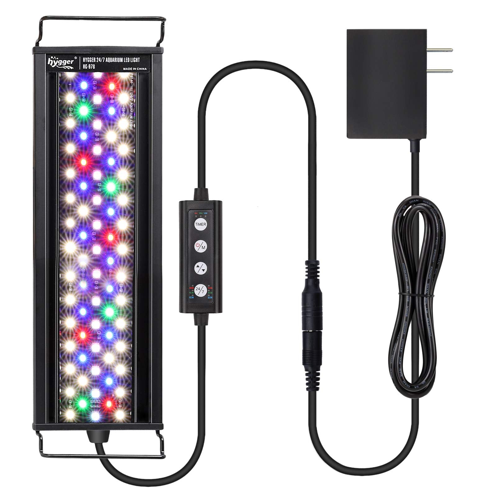 Hygger 36W 24/7 Lighting Aquarium Led Light, Sunrise-Daylight-Moonlight Mode And Diy Mode, Adjustable Timer Adjustable Brightness Fish Tank Light With Extendable Bracket 7 Colors For Planted Tank