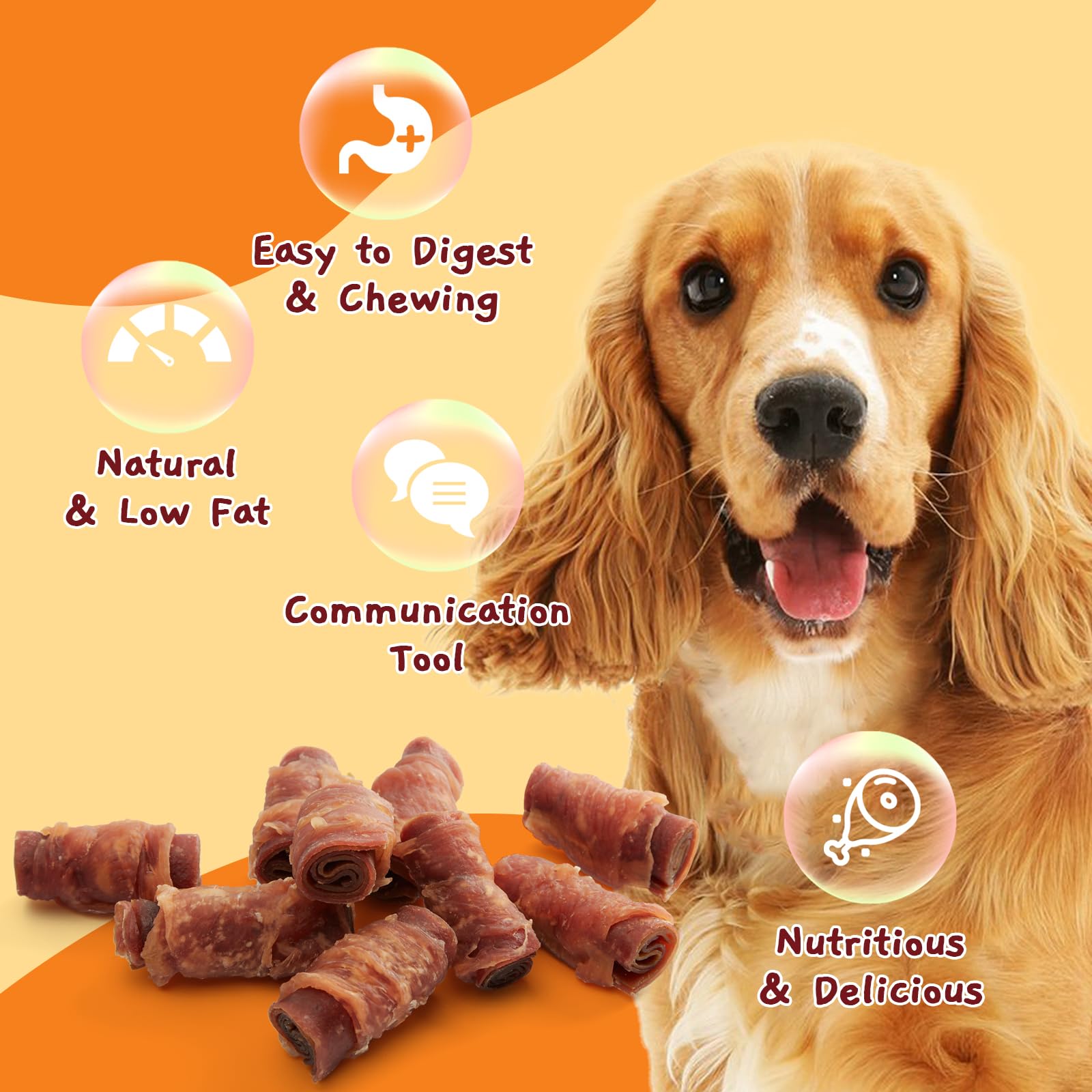 Jungle Calling Triple Flavor Rolls Dog Treats, Chicken Duck Beef, Rawhide Free, 10.6 oz, High Protein, Easily Digestible